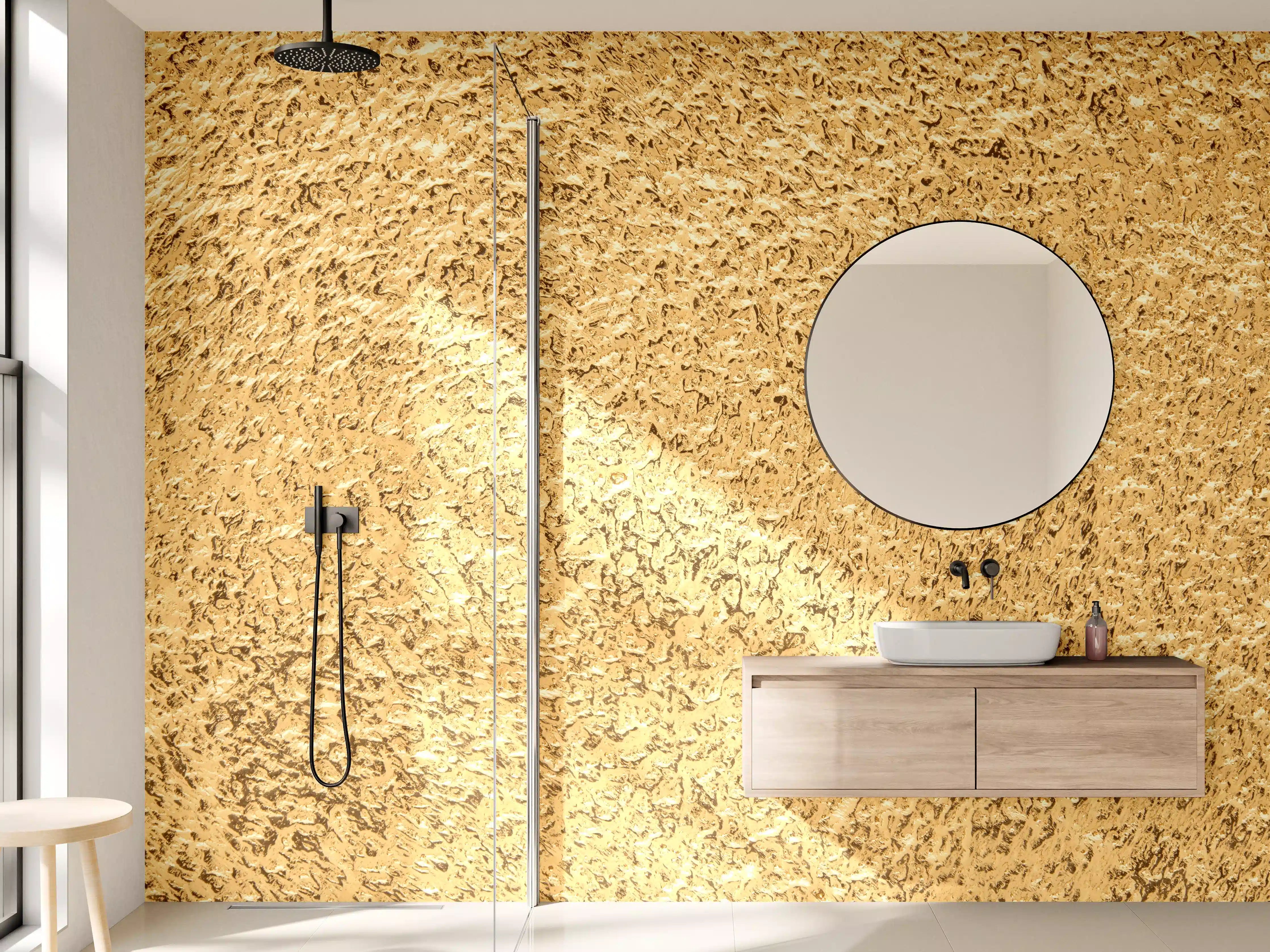 Wandverkleidung Bad - Silbriger Mauerakzent