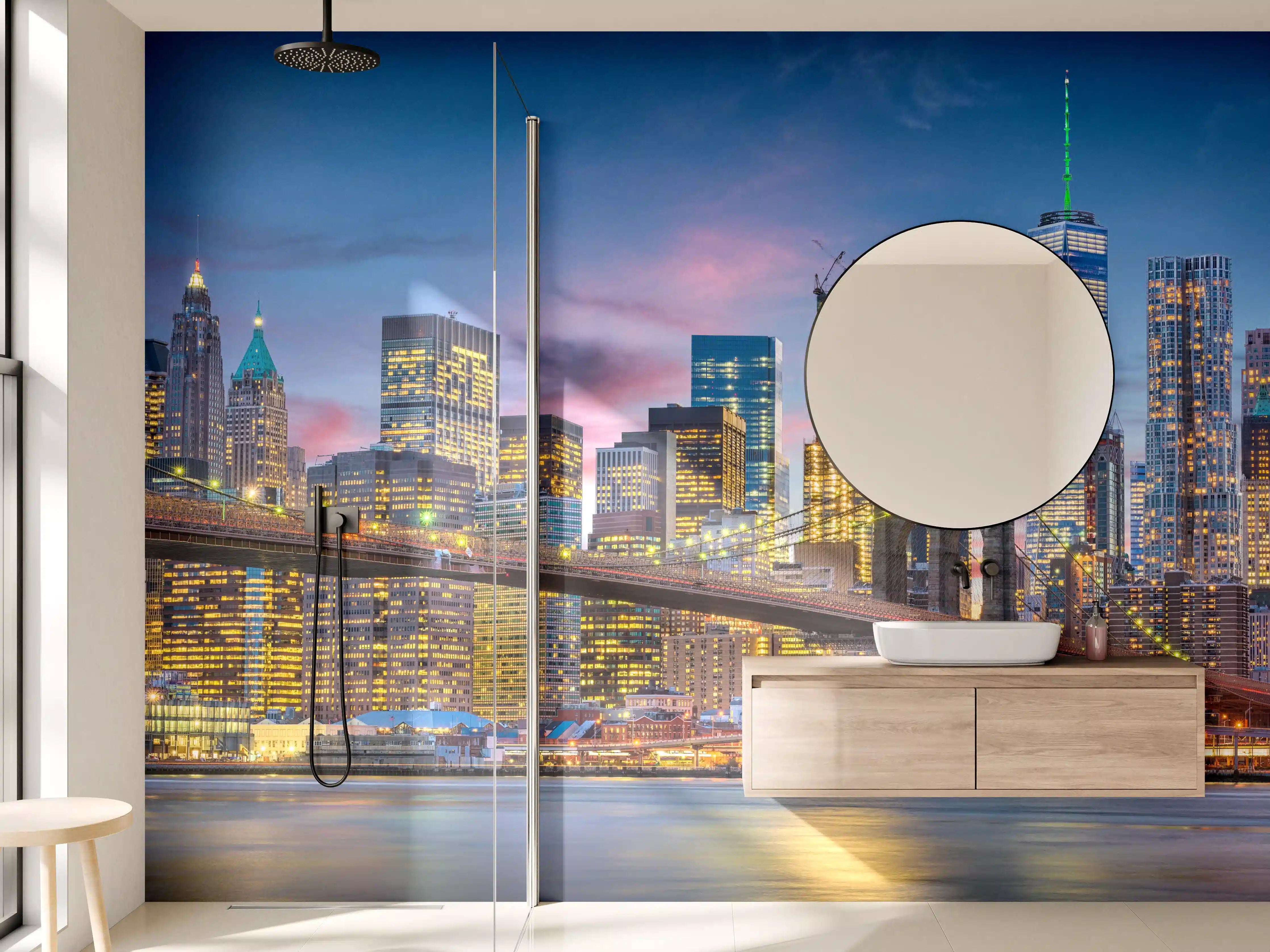 Wandverkleidung Bad - Silhouette im Graulicht