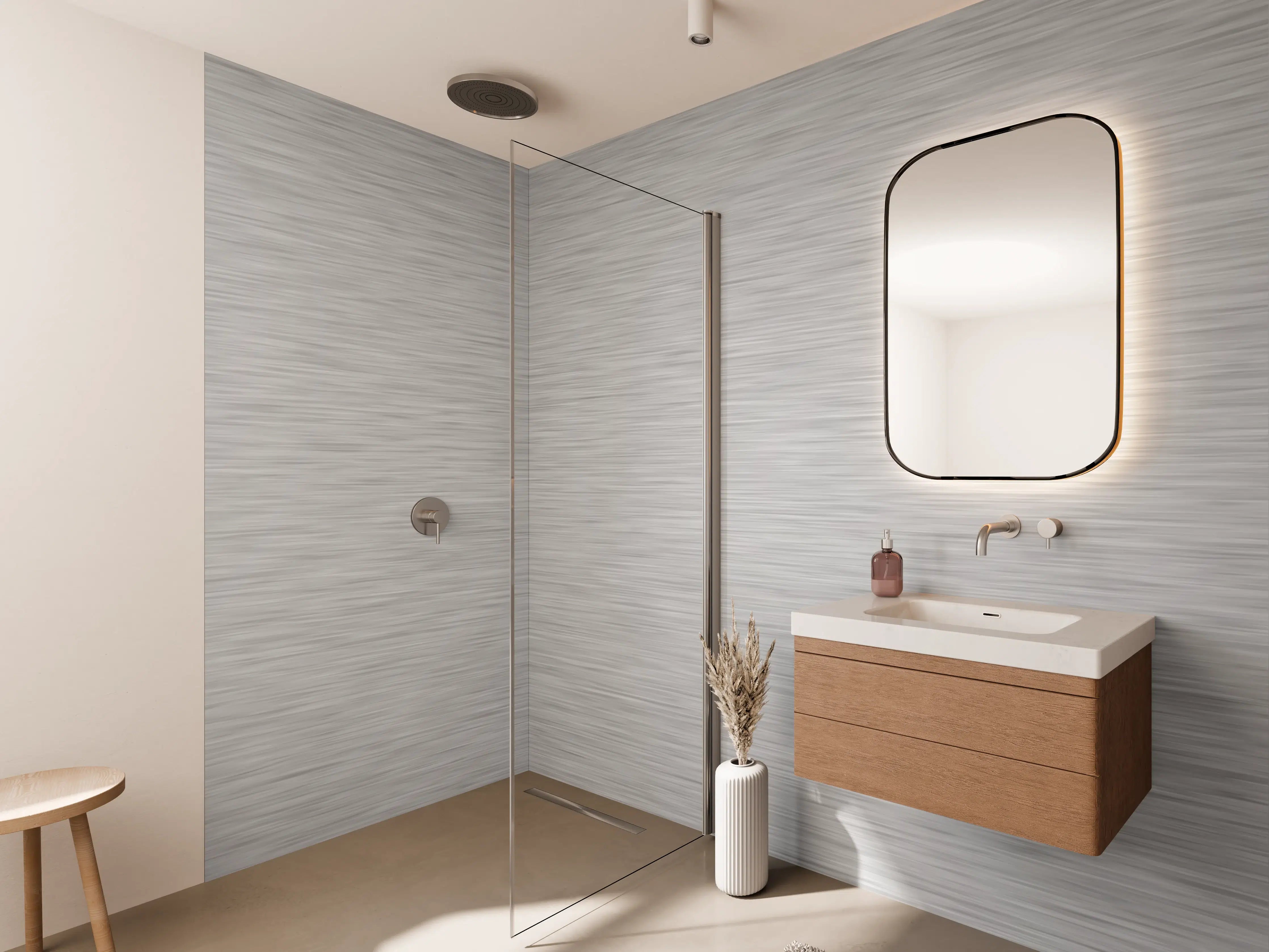 Wandverkleidung Bad - Silver - ALU Prime - Metall Gebürstet