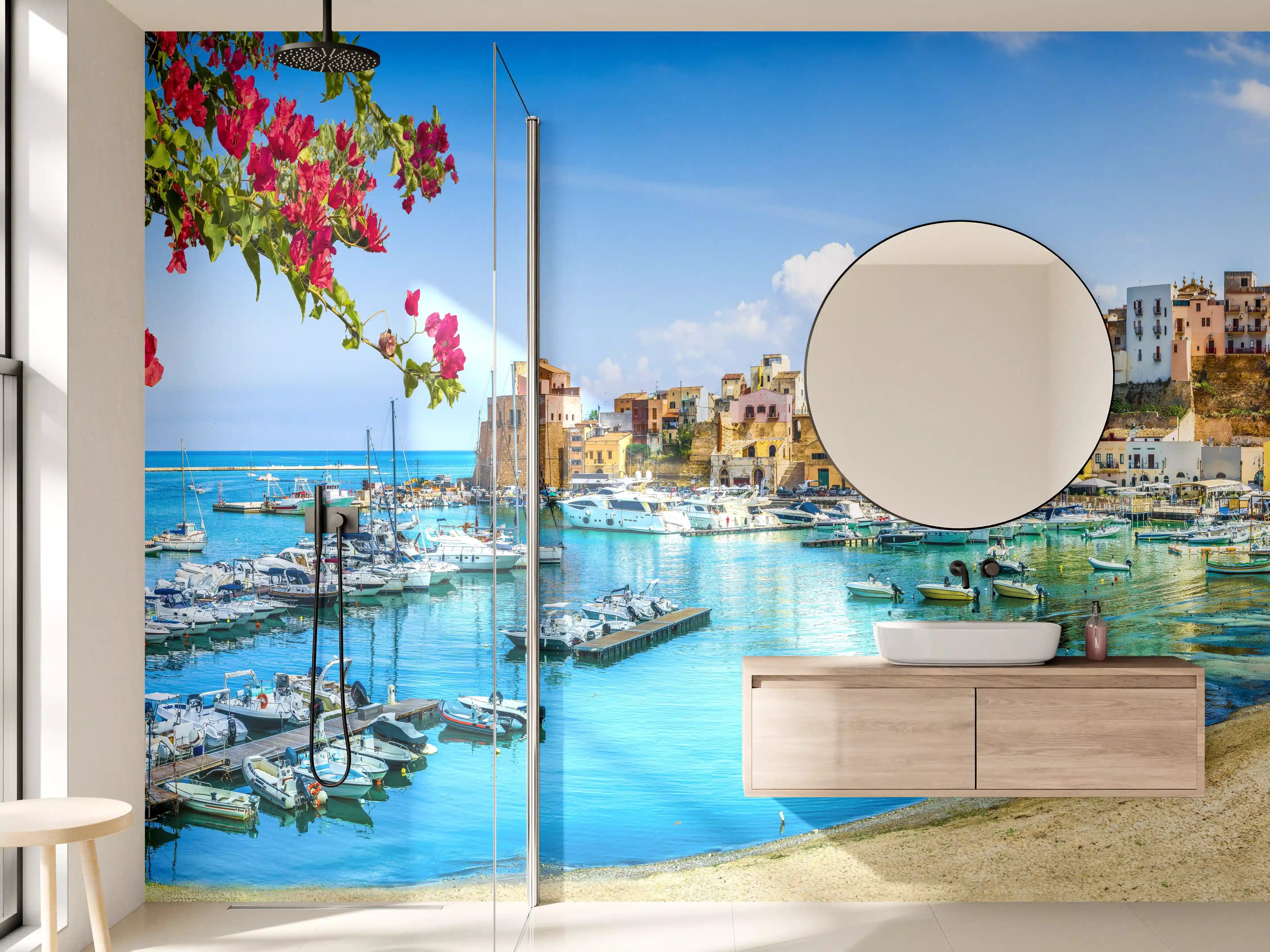 Wandverkleidung Bad - Sizilianische Hafenstadt Castellammare del Golfo