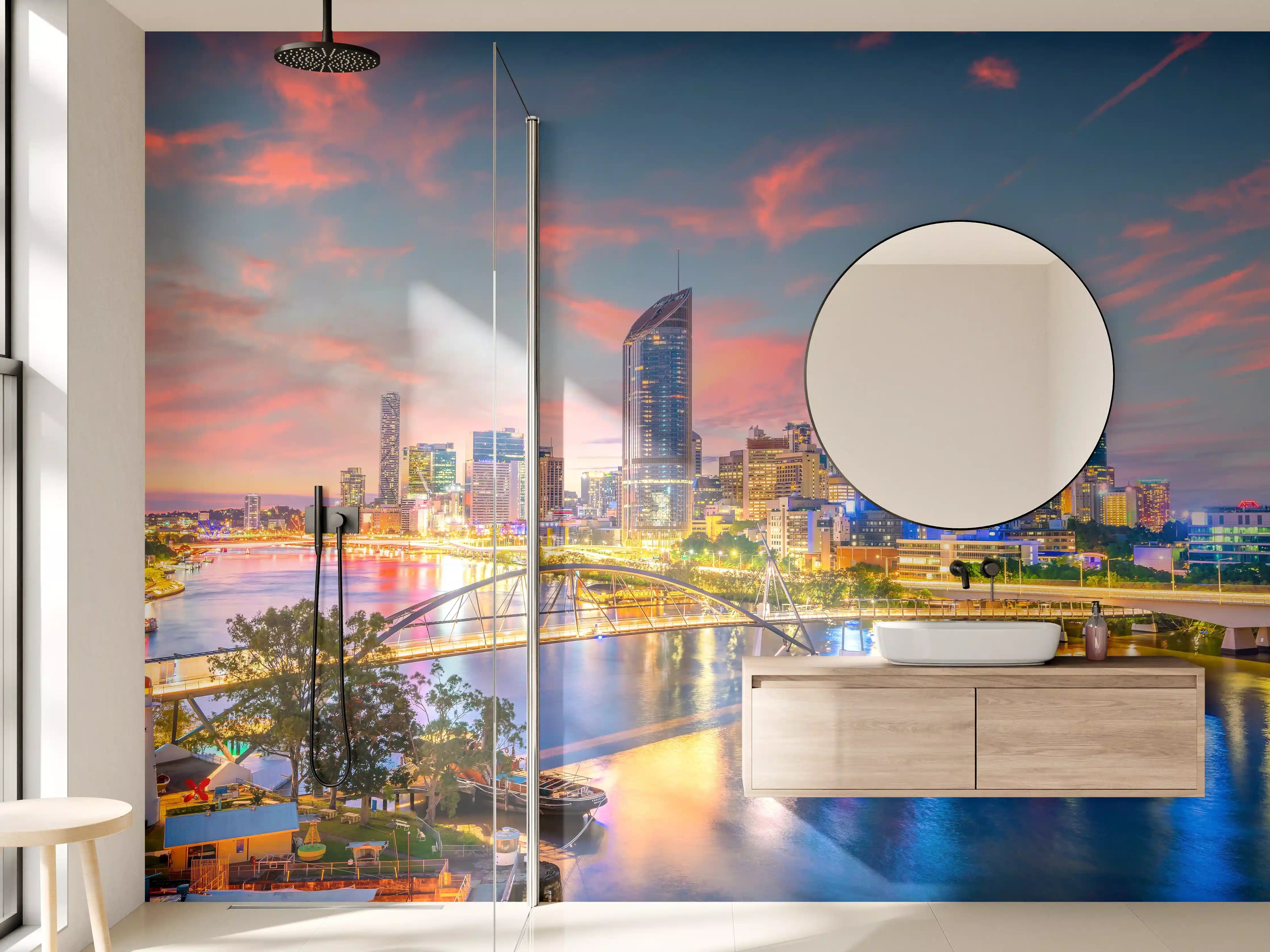Wandverkleidung Bad - Skyline von Brisbane bei Sonnenuntergang