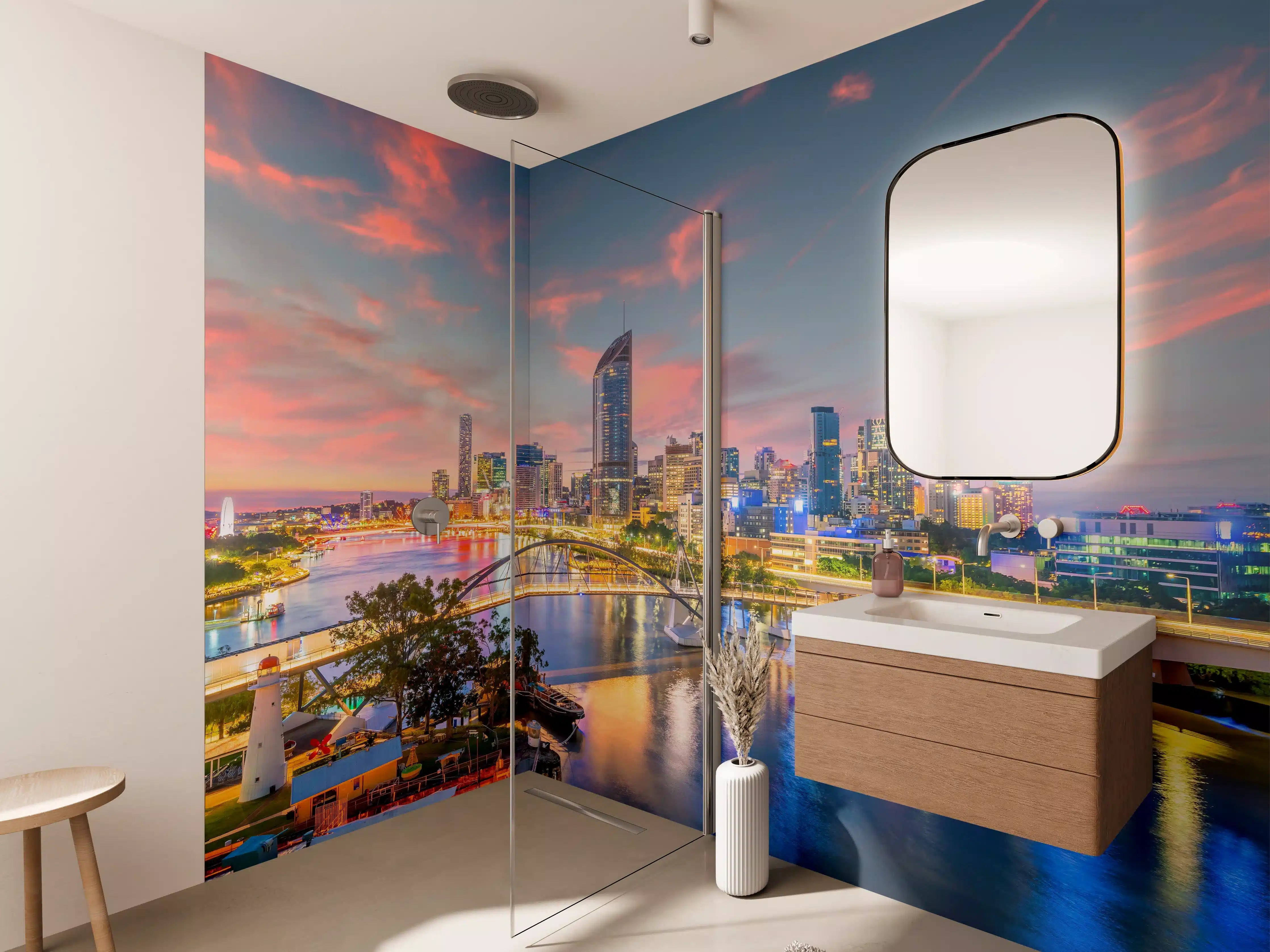 Wandverkleidung Bad - Skyline von Brisbane bei Sonnenuntergang