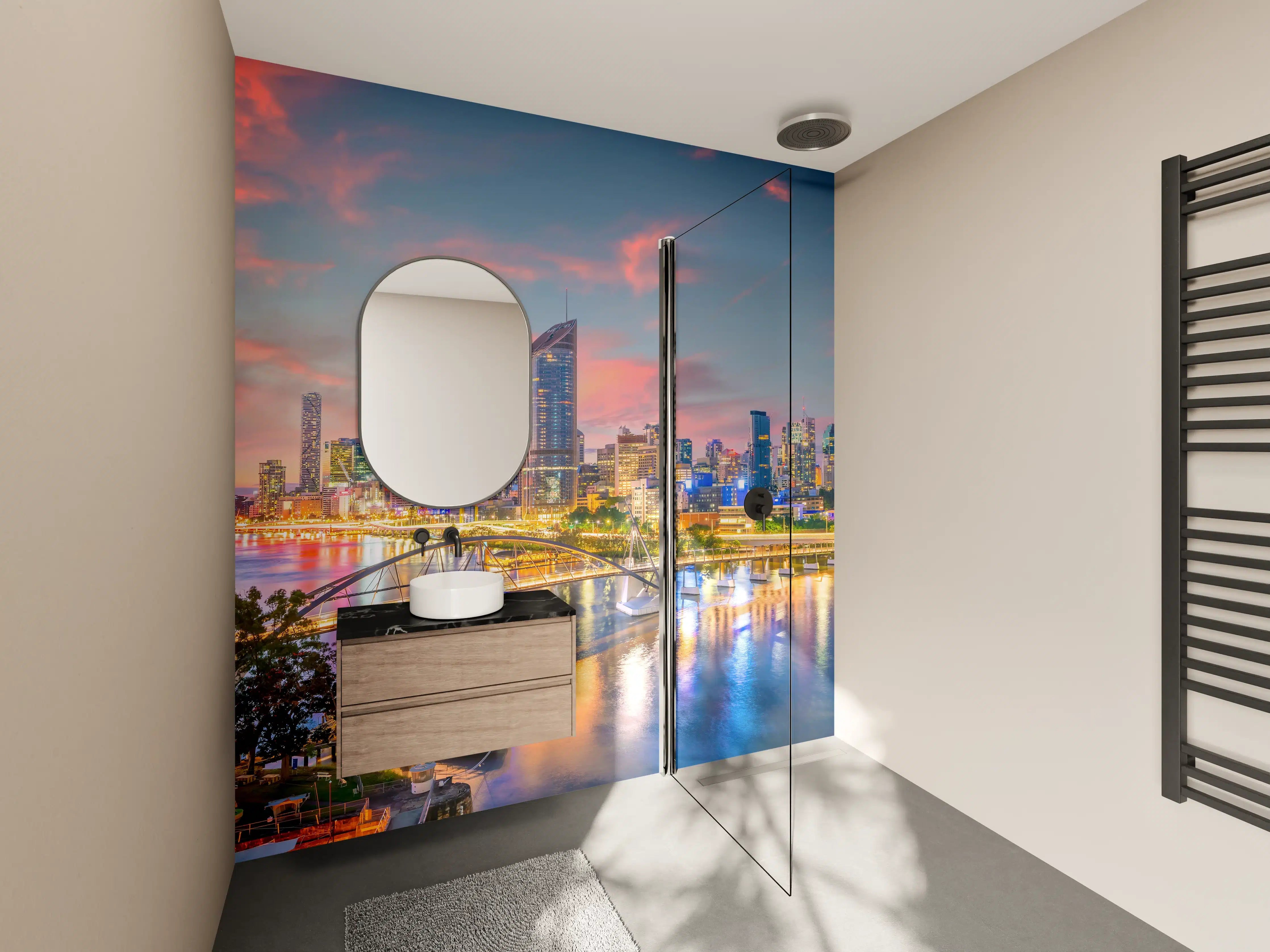 Wandverkleidung Bad - Skyline von Brisbane bei Sonnenuntergang