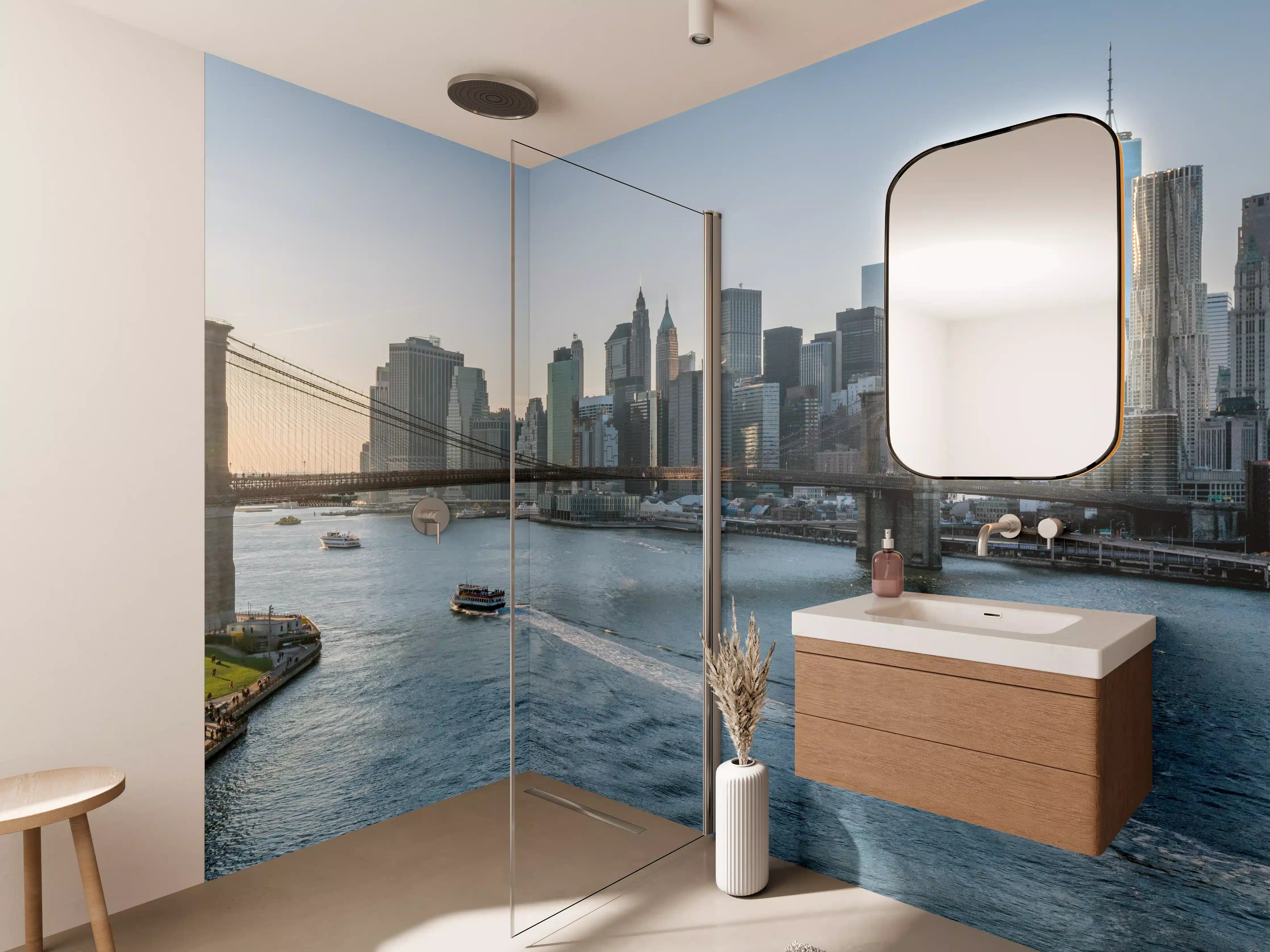 Wandverkleidung Bad - Skyline von New York City - Brooklyn Bridge