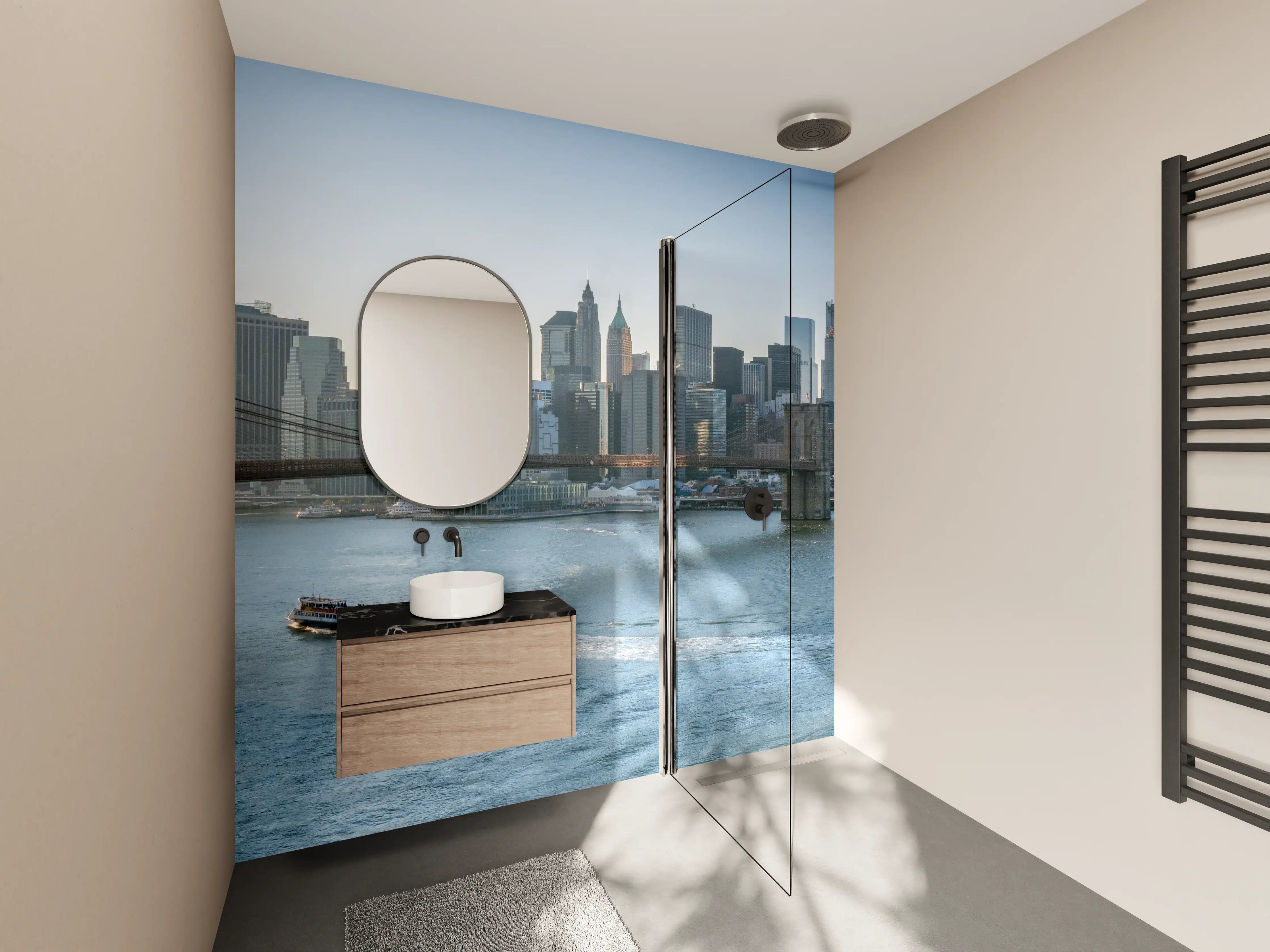 Wandverkleidung Bad - Skyline von New York City - Brooklyn Bridge
