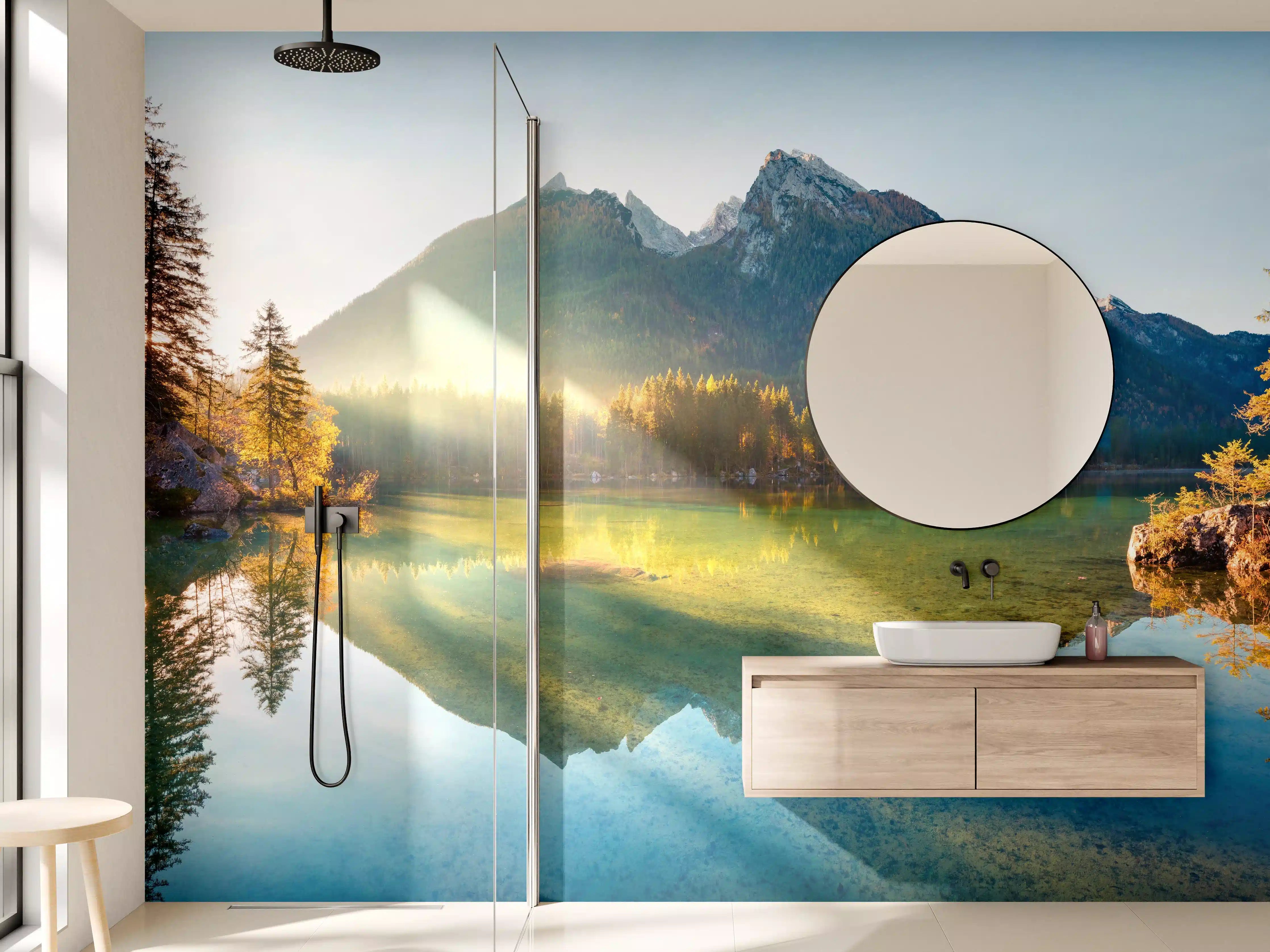Wandverkleidung Bad - Sonnenaufgang am Hintersee