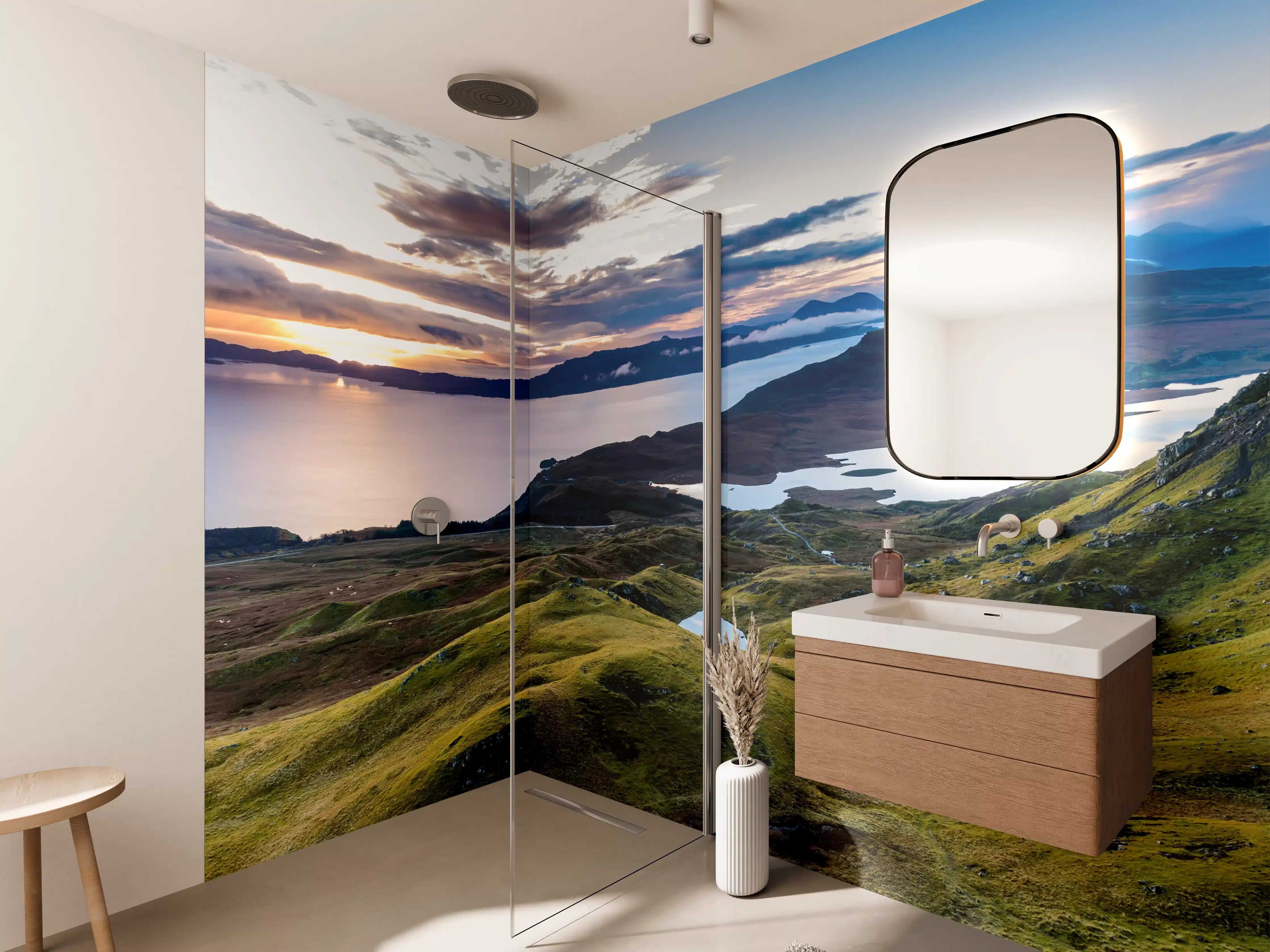 Wandverkleidung Bad - Sonnenaufgang auf der Isle of Skye