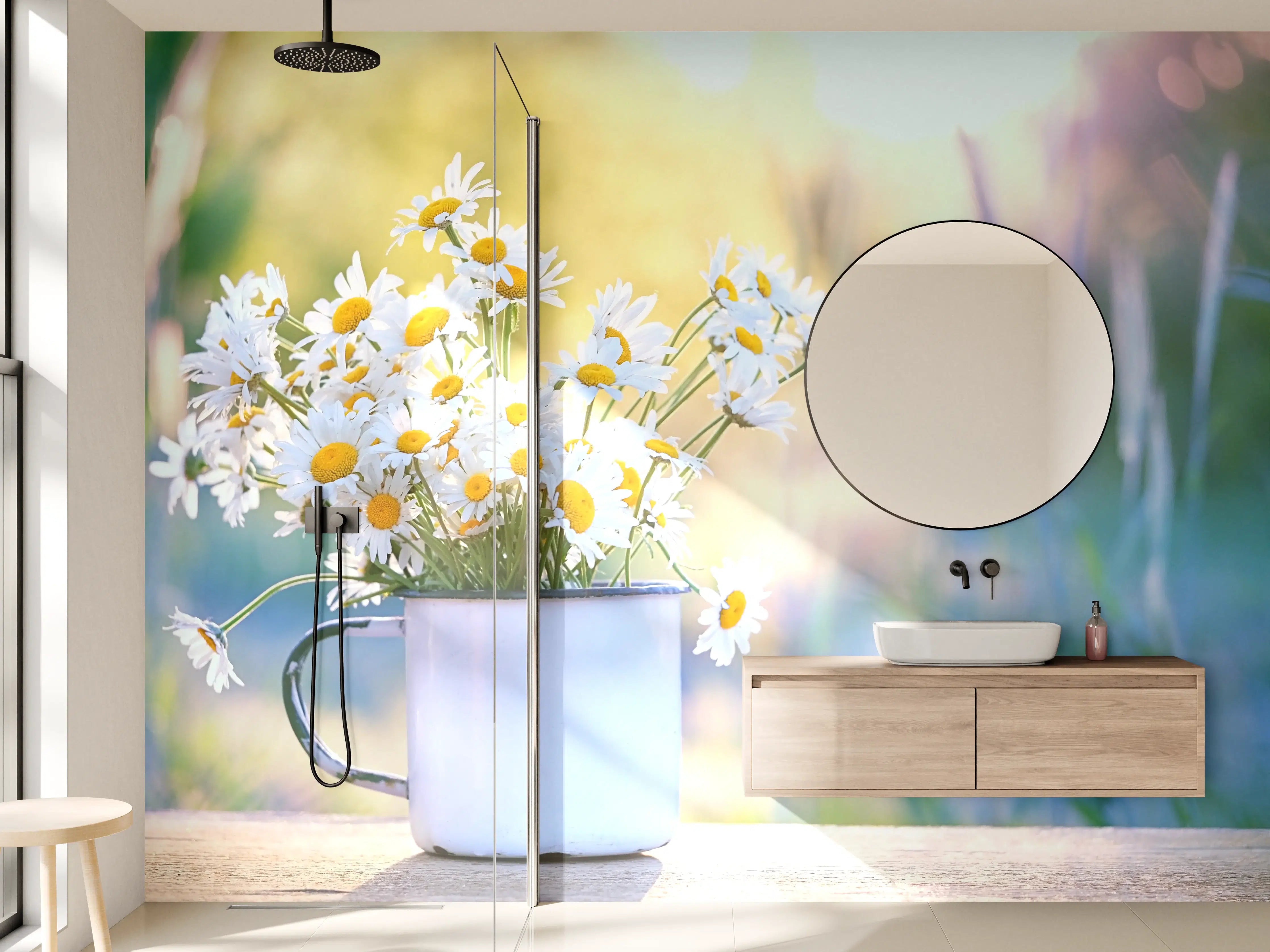 Wandverkleidung Bad - Sonnenbeschienene Gänseblümchen