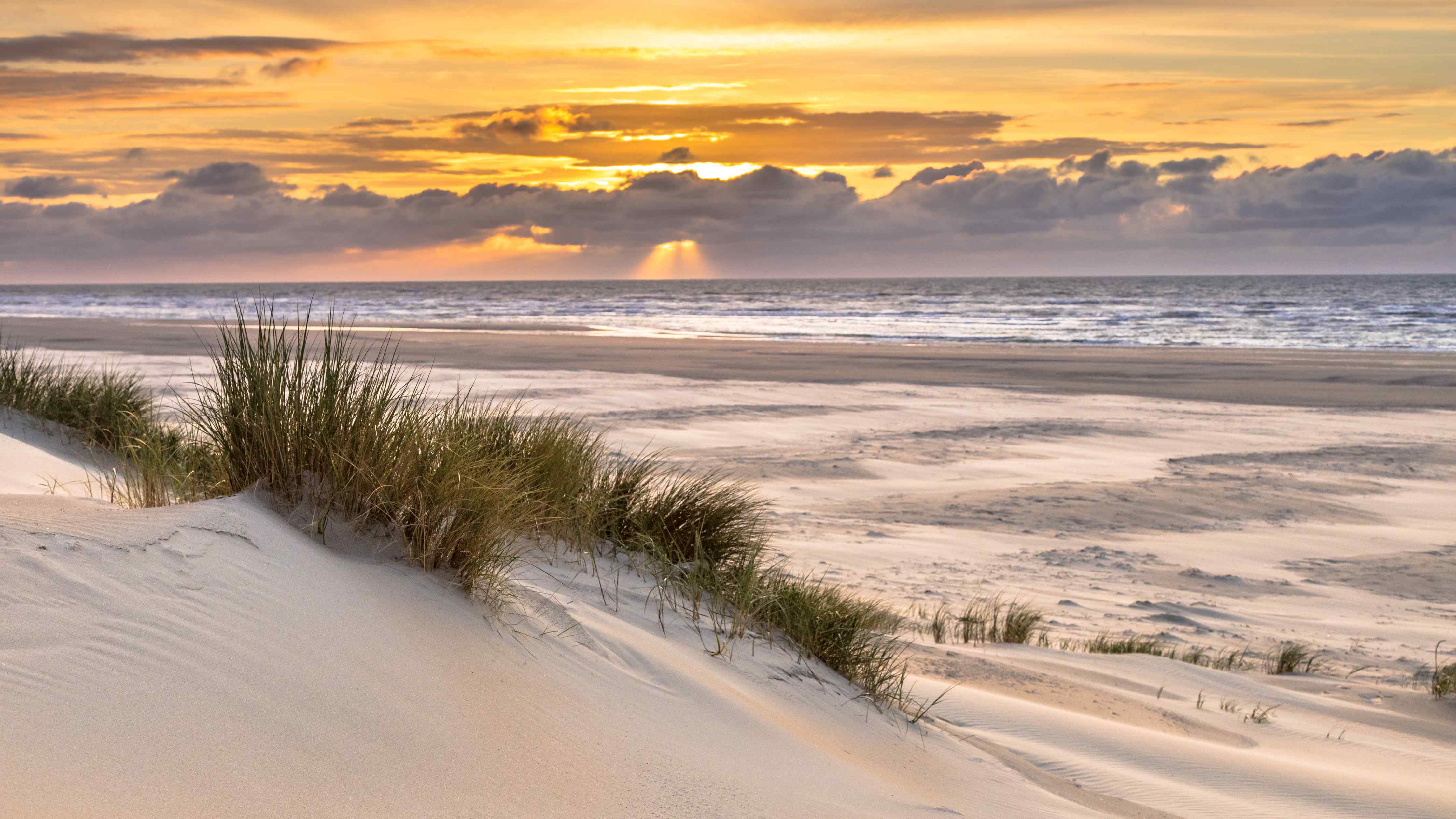 Wandverkleidung Bad-Sonnenuntergang am Strand mit Sanddünen