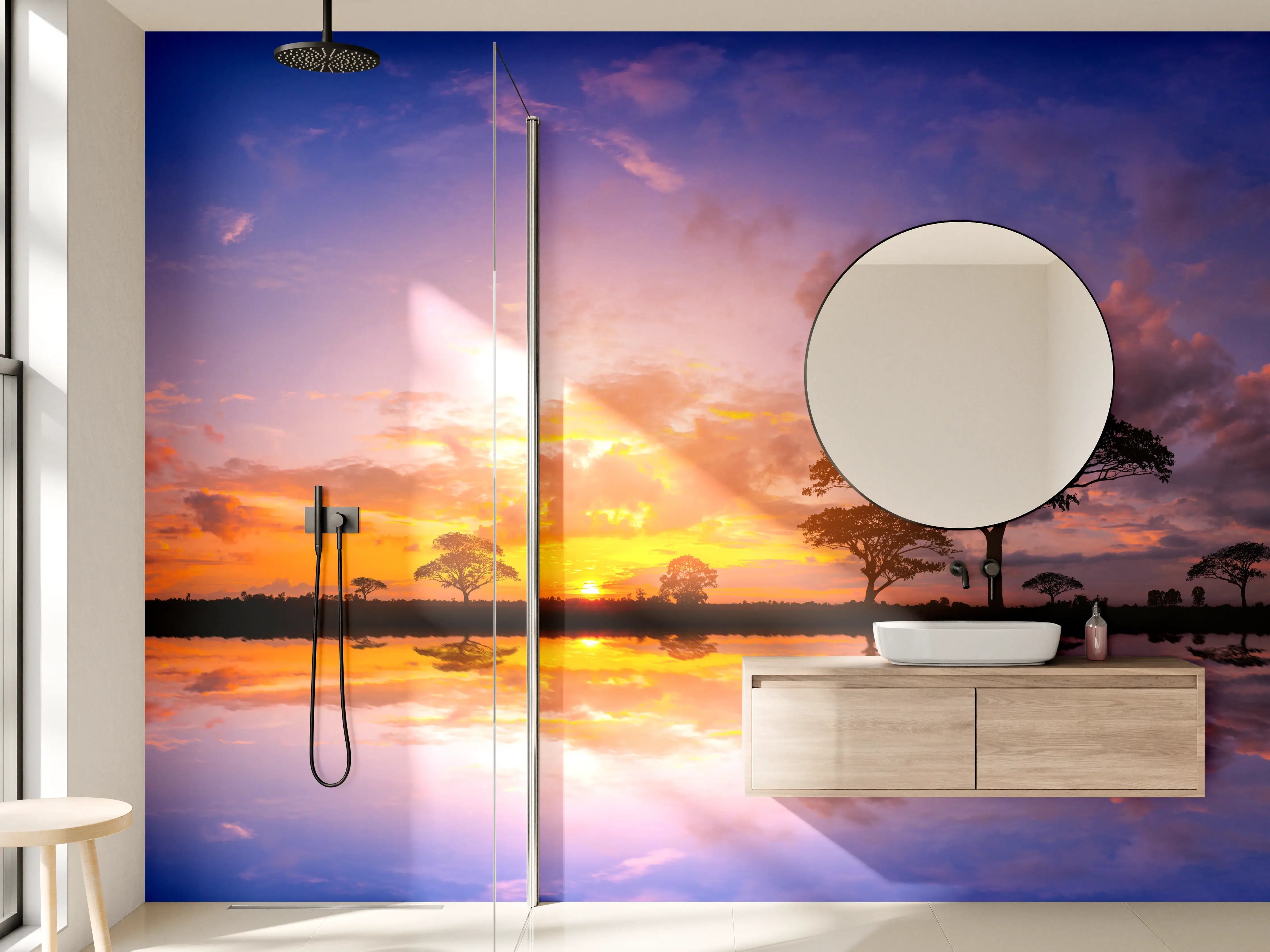 Wandverkleidung Bad - Sonnenuntergang in Afrika