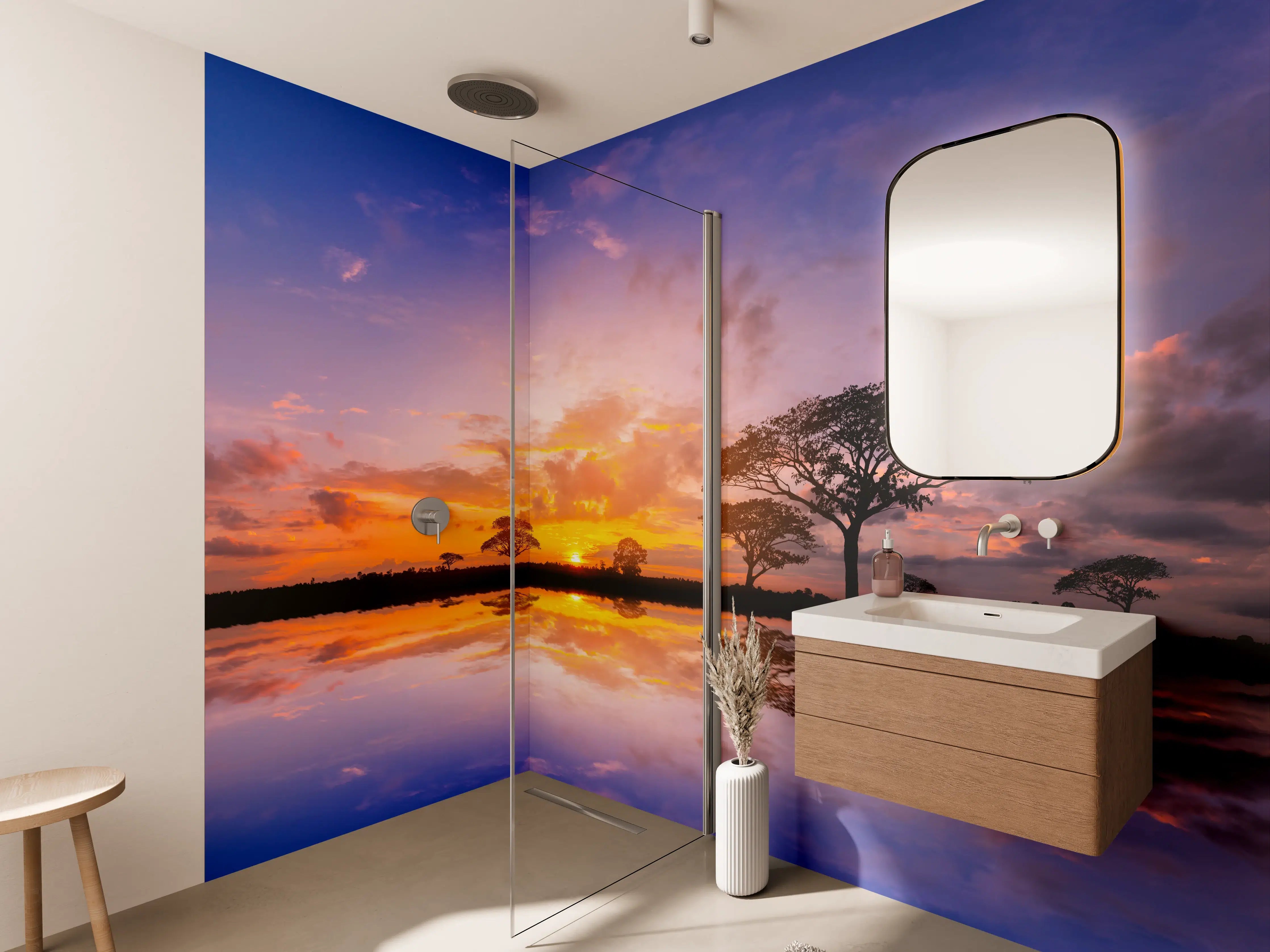 Wandverkleidung Bad - Sonnenuntergang in Afrika