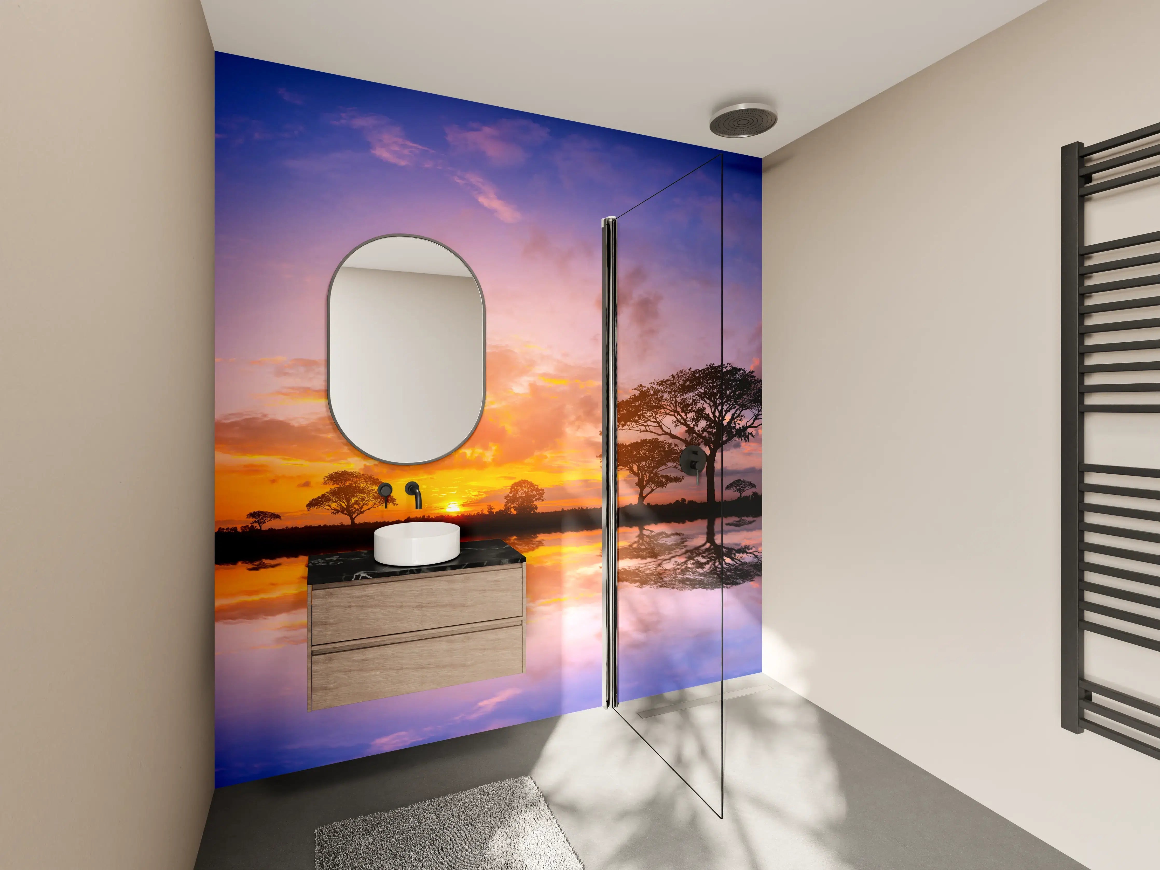 Wandverkleidung Bad - Sonnenuntergang in Afrika
