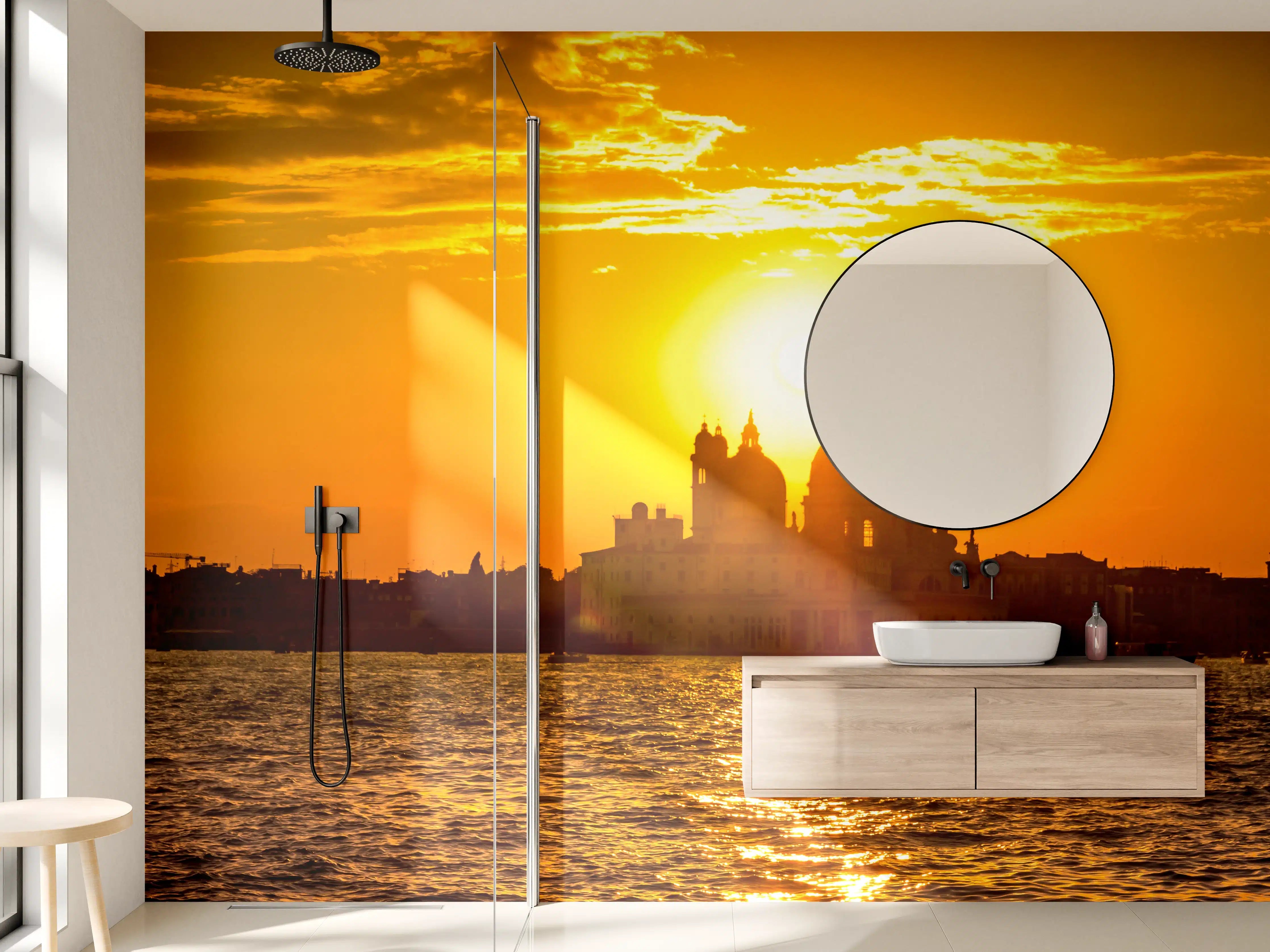 Wandverkleidung Bad - Sonnenuntergang in Venedig