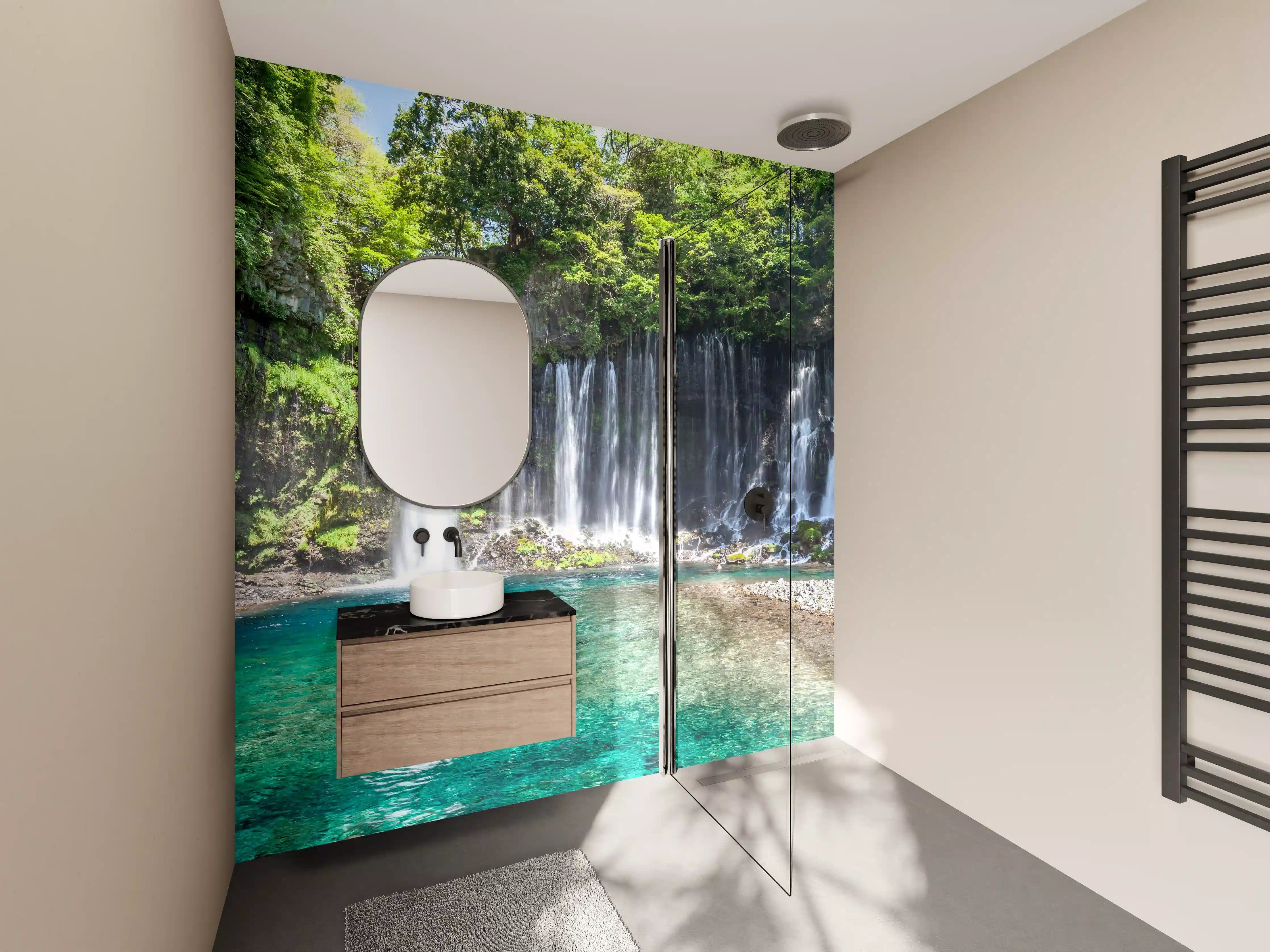 Wandverkleidung Bad - Sonniger Shiraito-Wasserfall