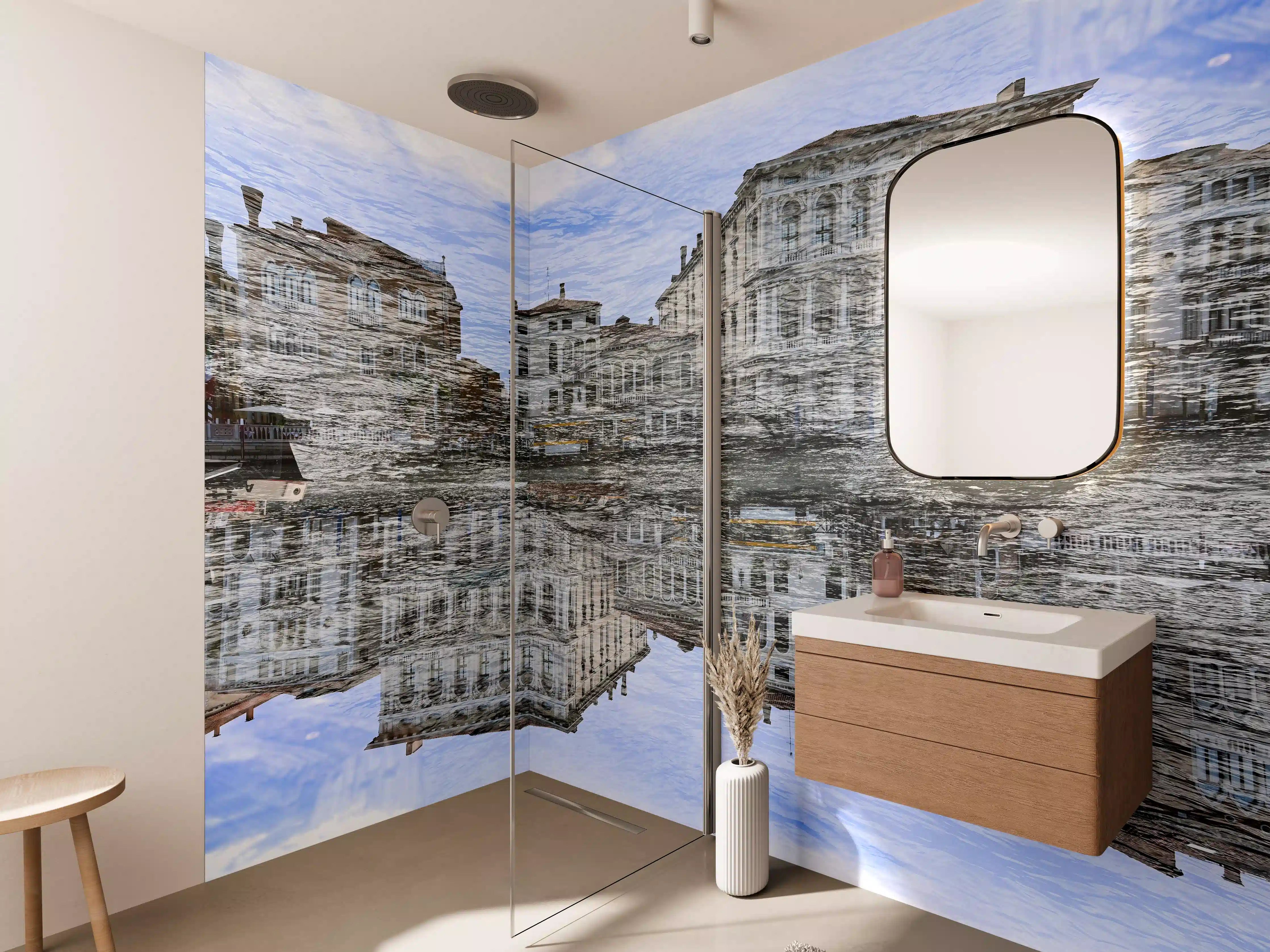 Wandverkleidung Bad - Spiegelung Venedig Doppelbelichtung