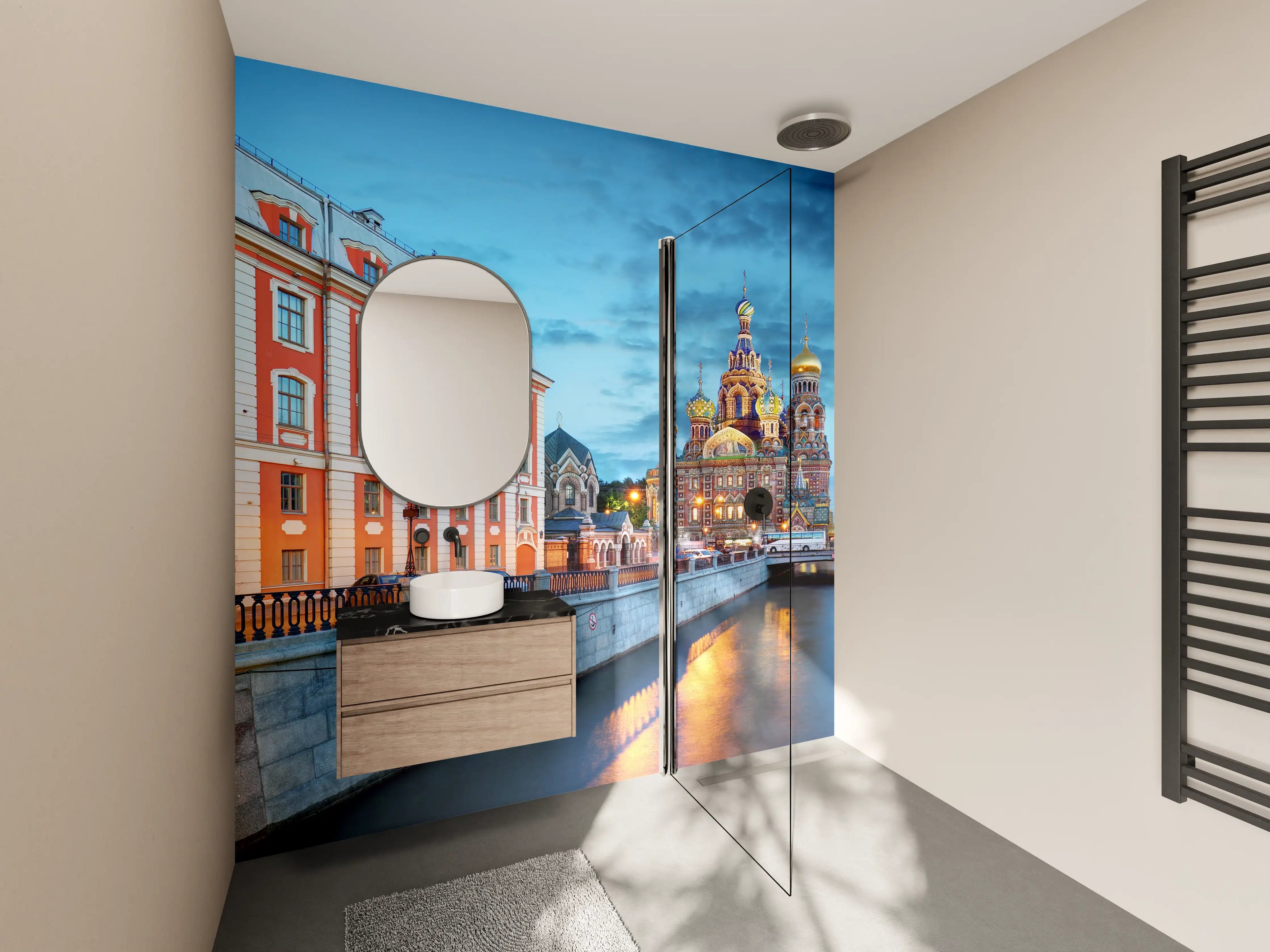 Wandverkleidung Bad - St. Petersburg Blutskirche bei Nacht