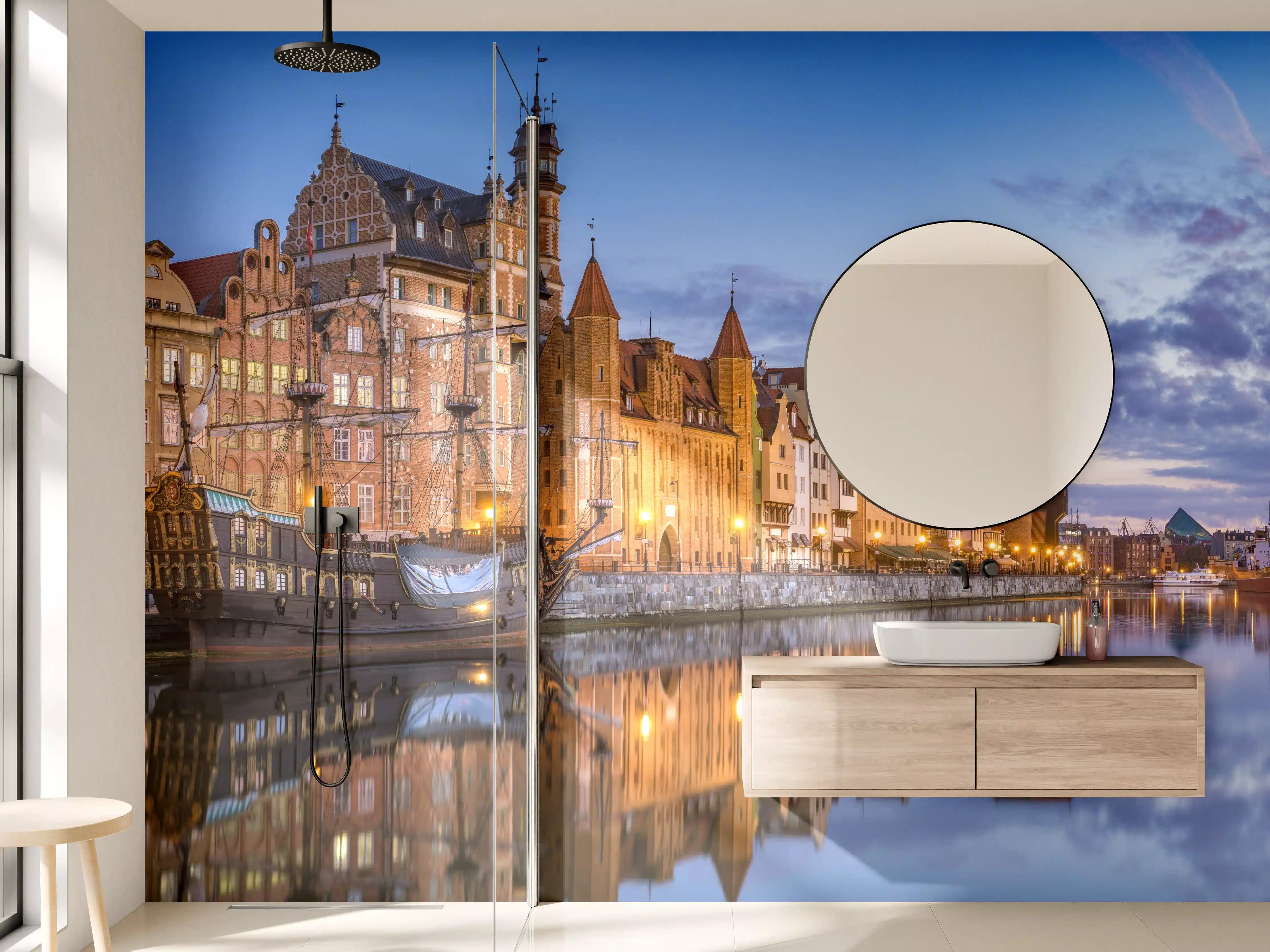 Wandverkleidung Bad - Stadtbild von Gdansk in Polen