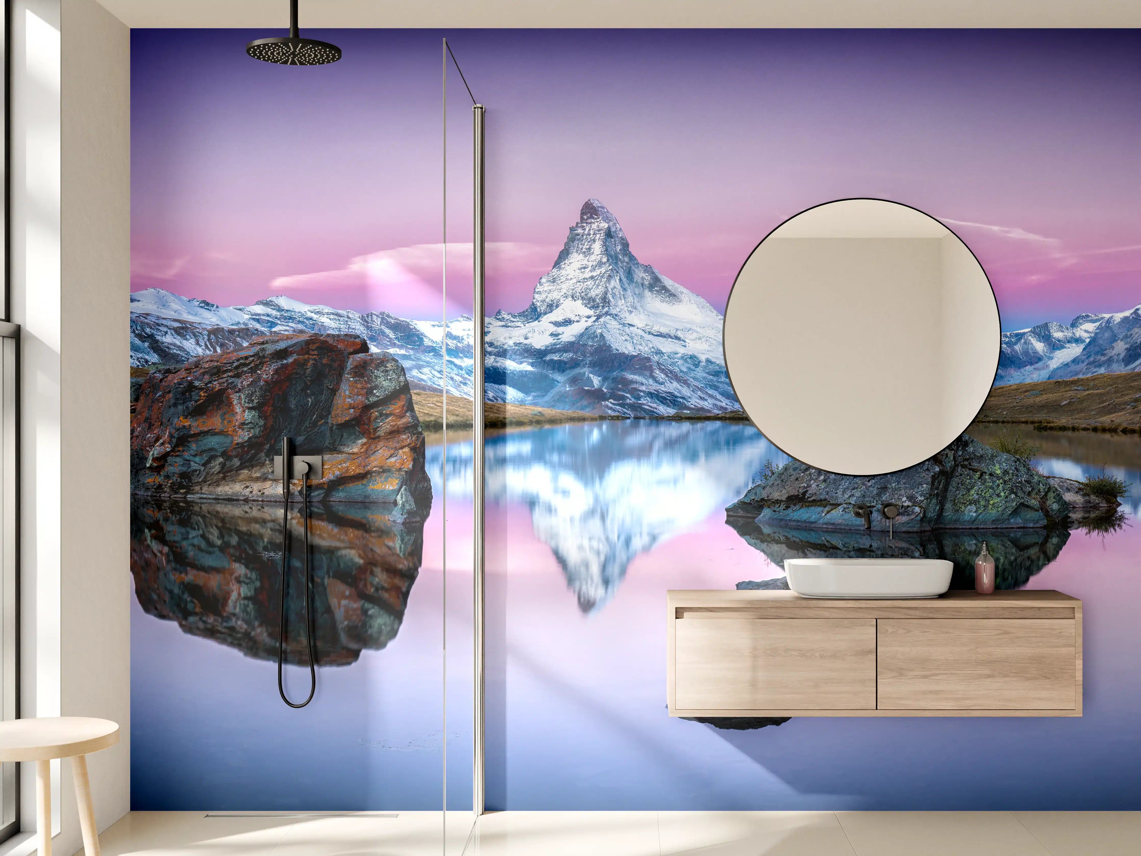 Wandverkleidung Bad - Stellisee in Schweiz - Matterhorn Panorama