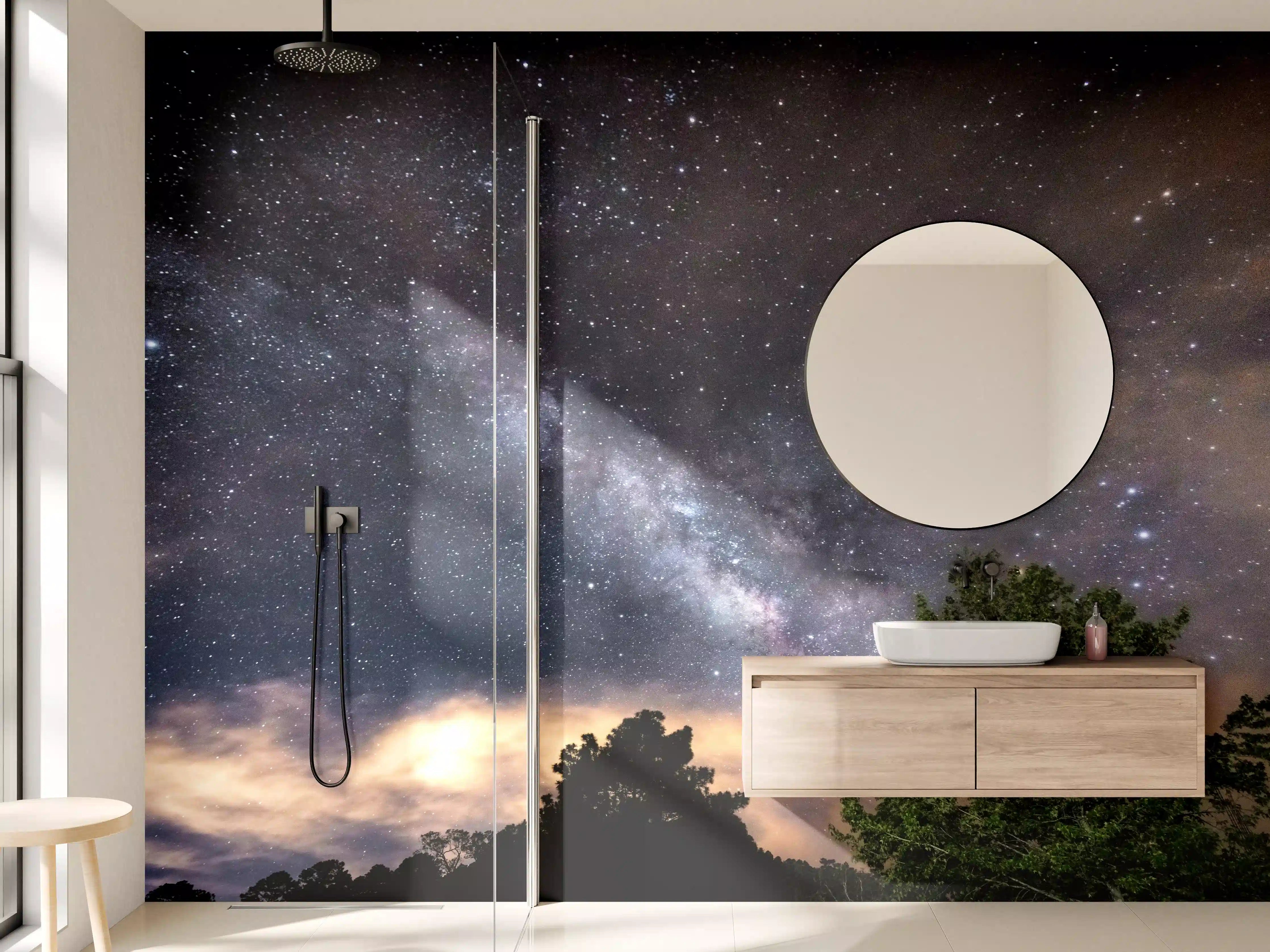 Wandverkleidung Bad - Sterne im Himmel bei Nacht