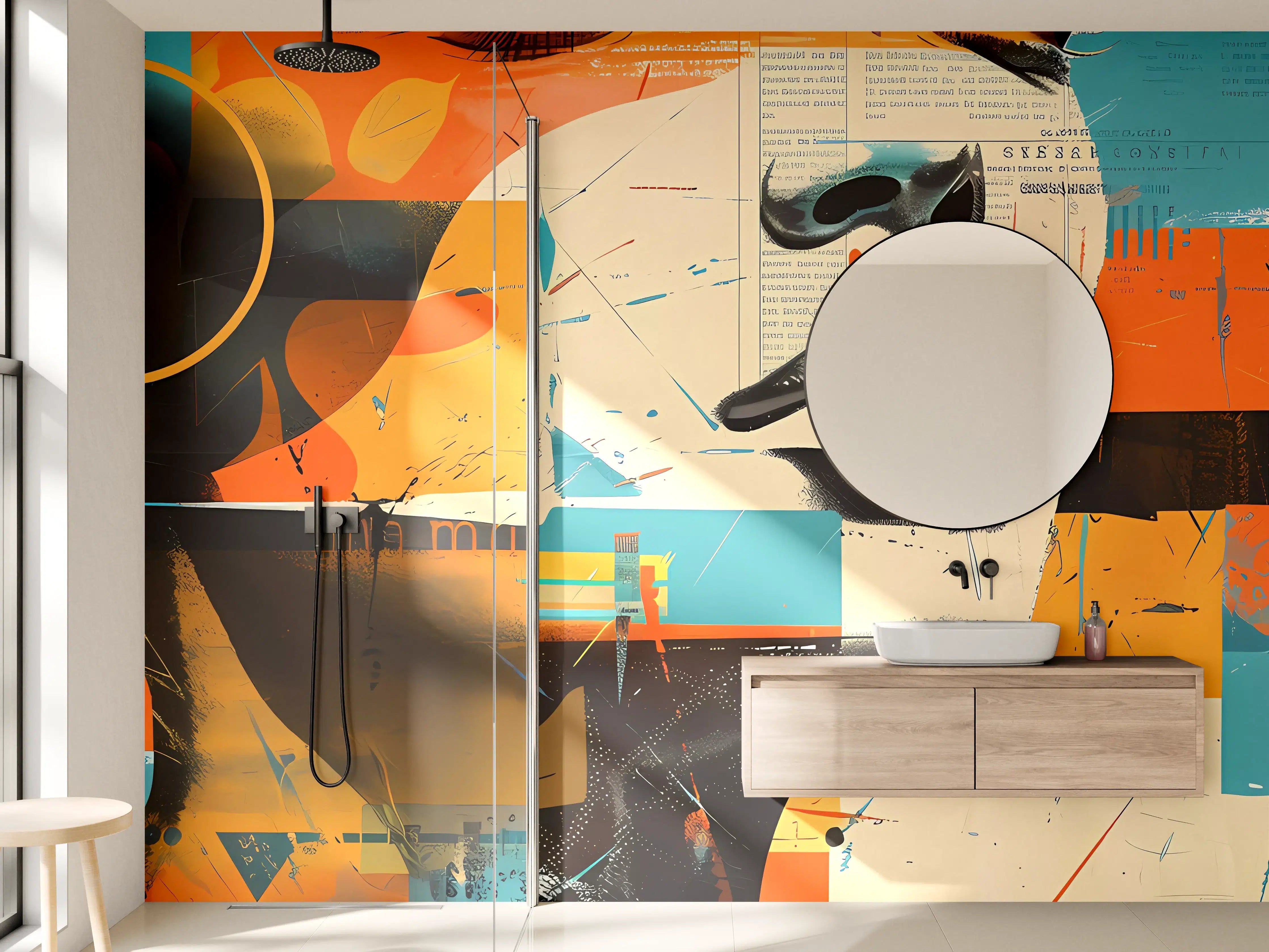 Wandverkleidung Bad - Stilvolle Street Art Porträt mit lebendigen Farben