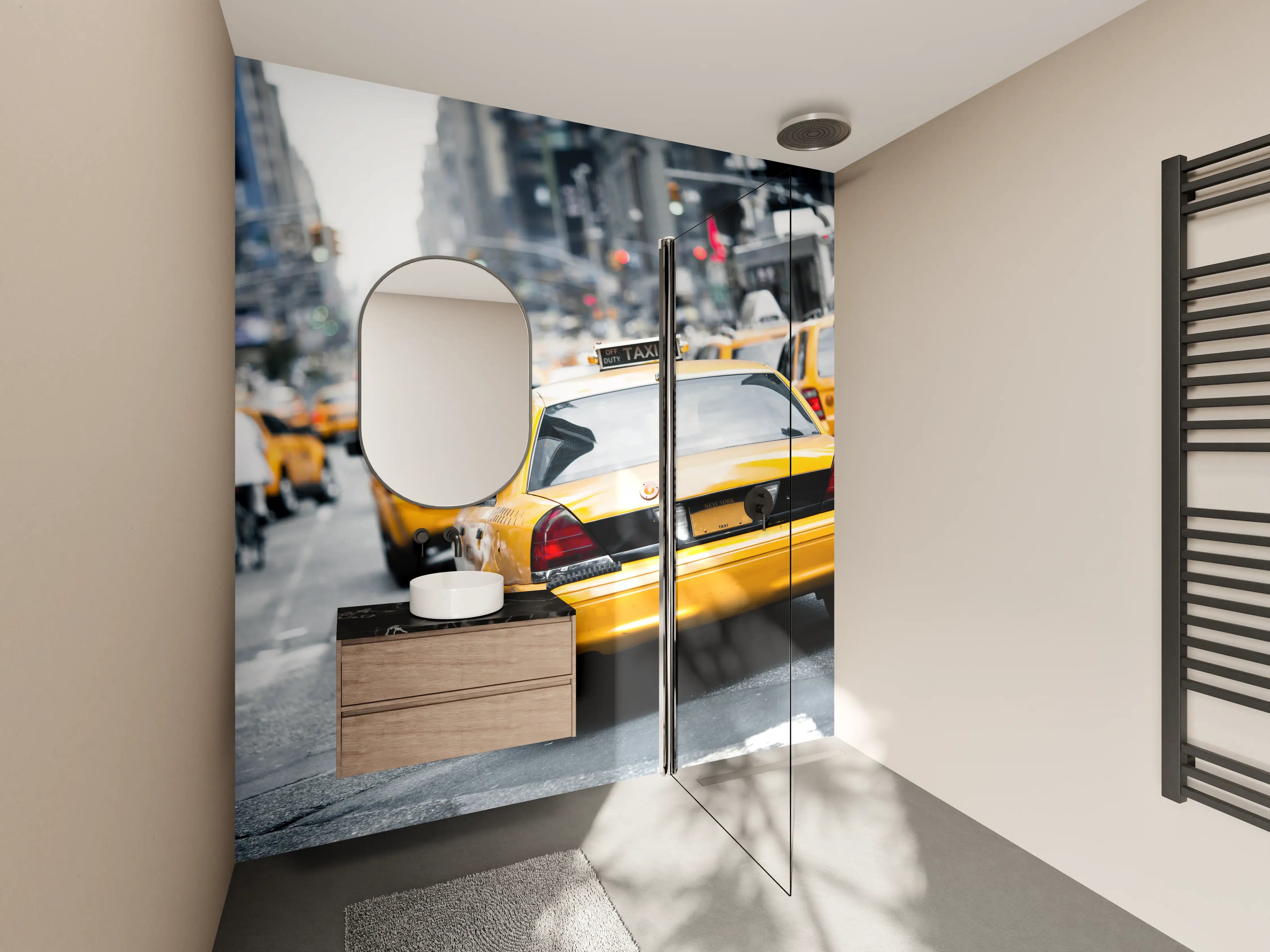 Wandverkleidung Bad - Straßenverkehr von New York