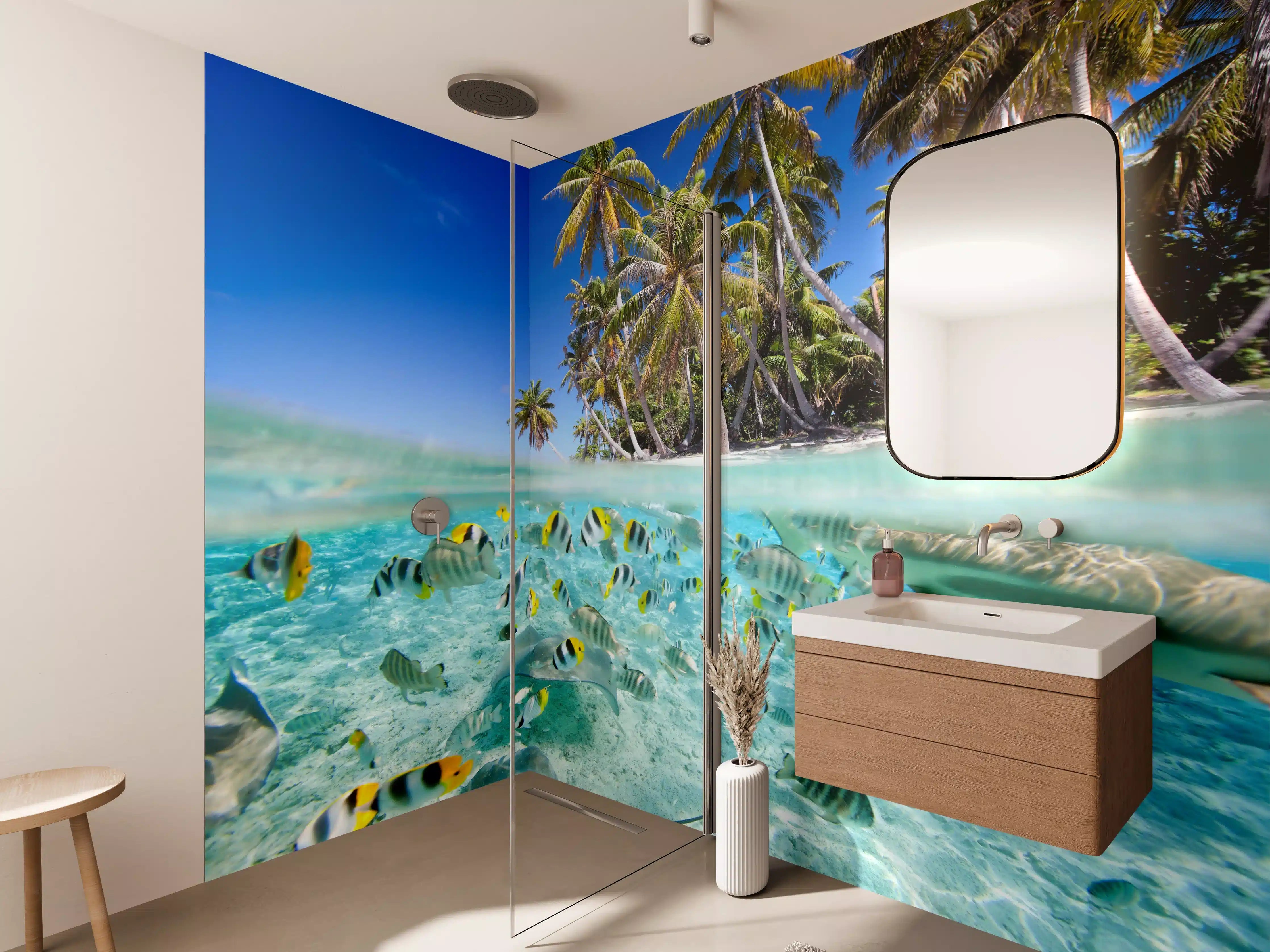 Wandverkleidung Bad - Tahiti - über und unter Wasser