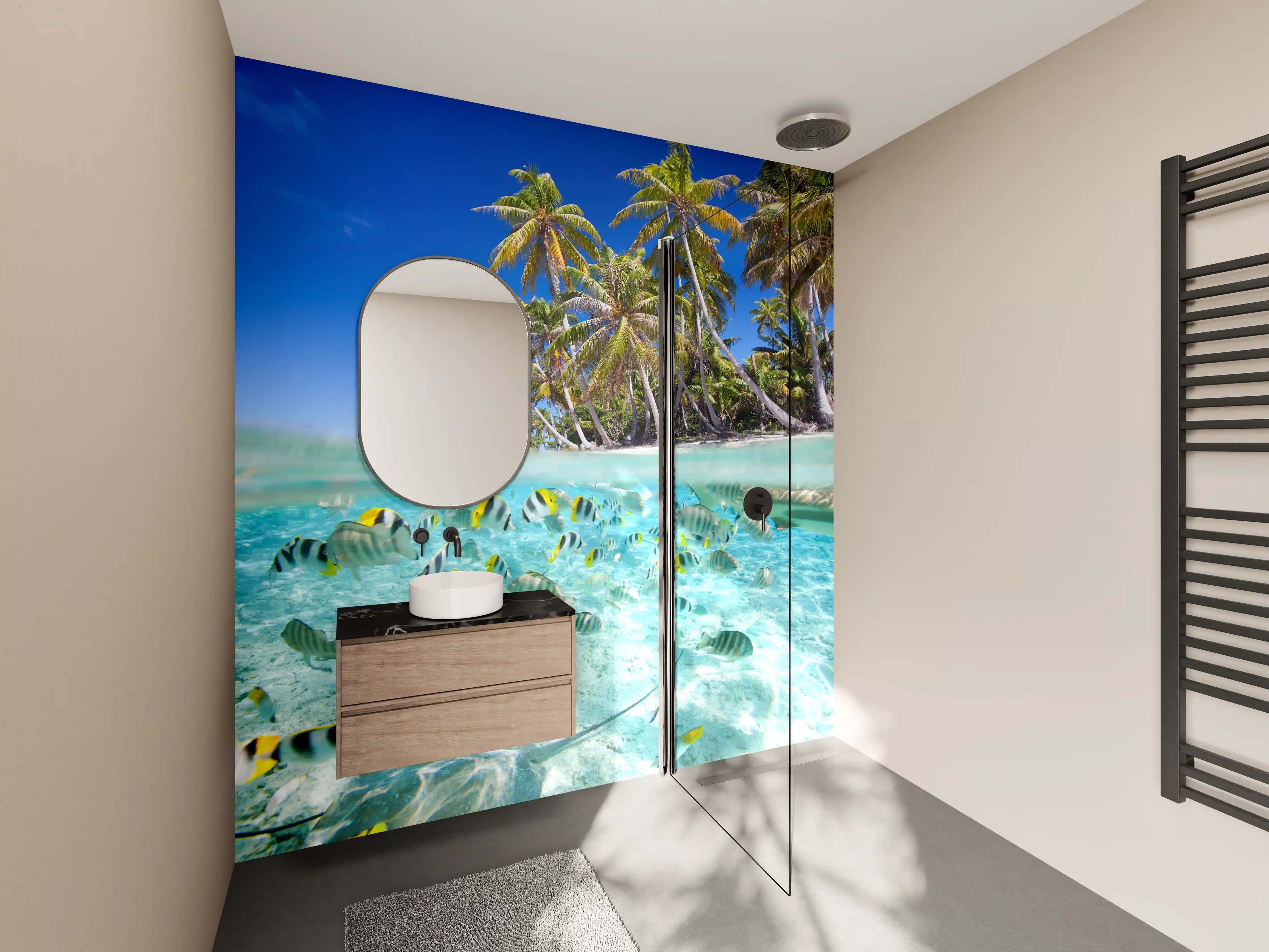 Wandverkleidung Bad - Tahiti - über und unter Wasser