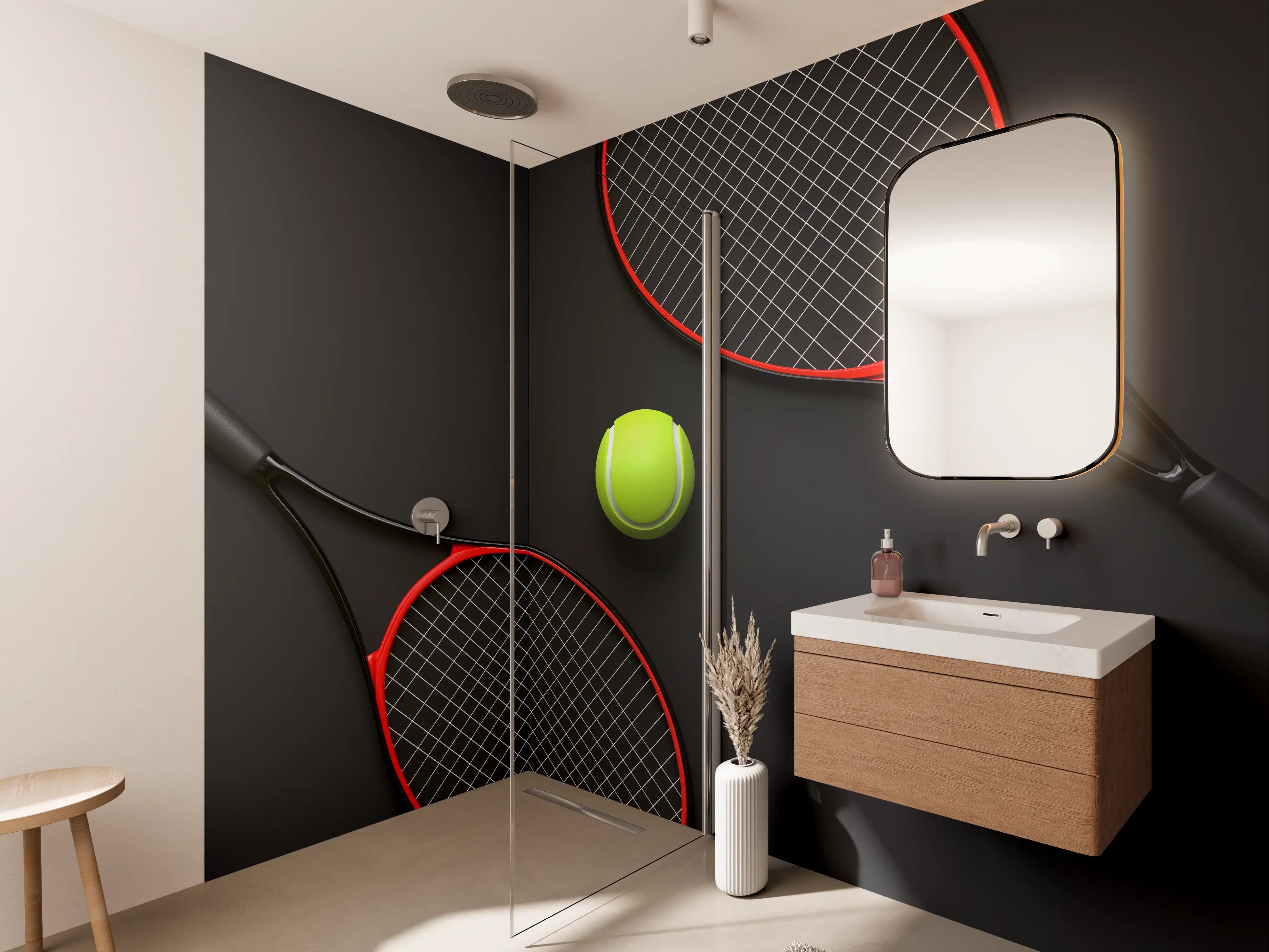 Wandverkleidung Bad - Tennis - 3D Render