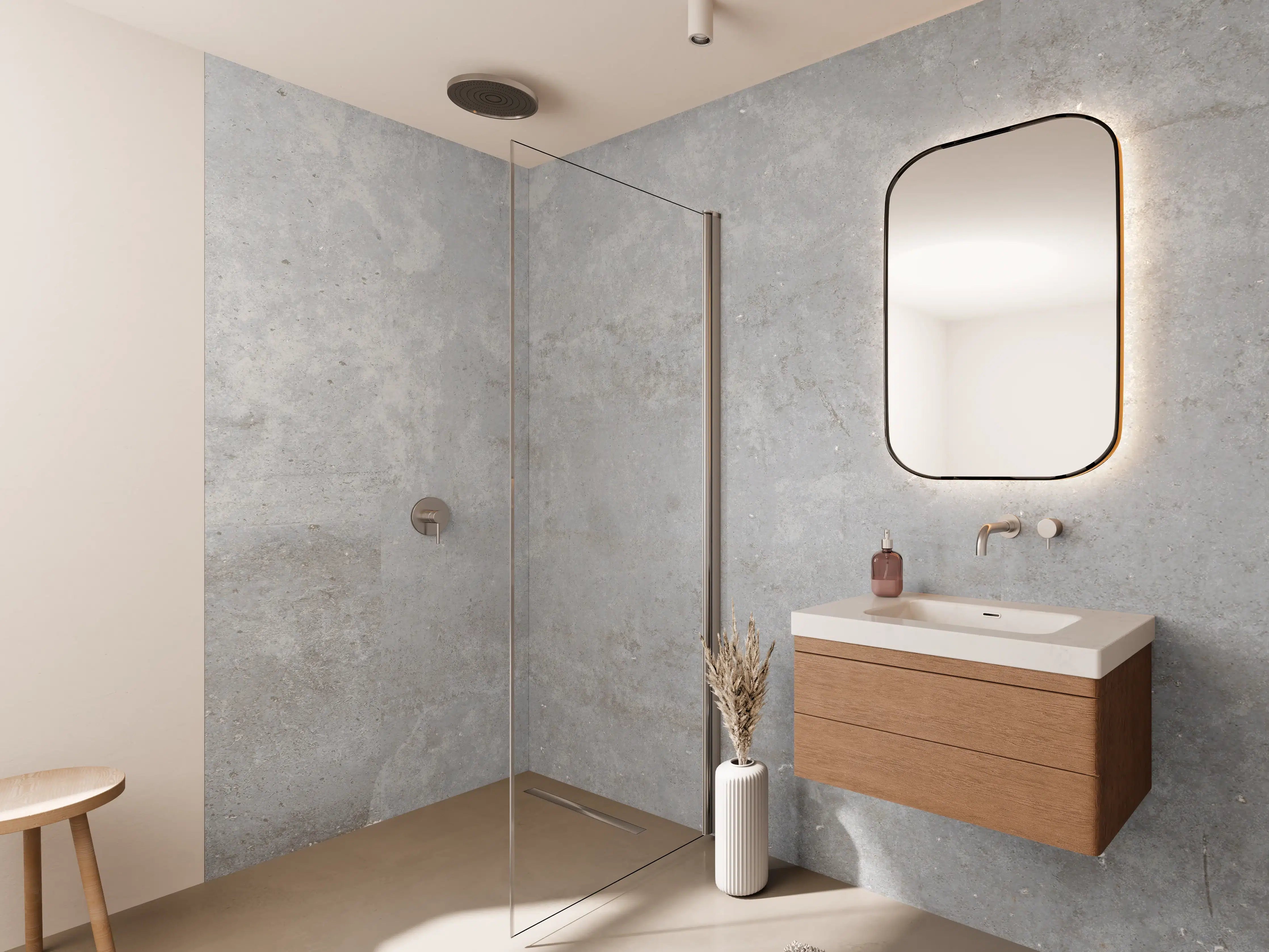 Wandverkleidung Bad - Textur Grau-Weißer Marmor