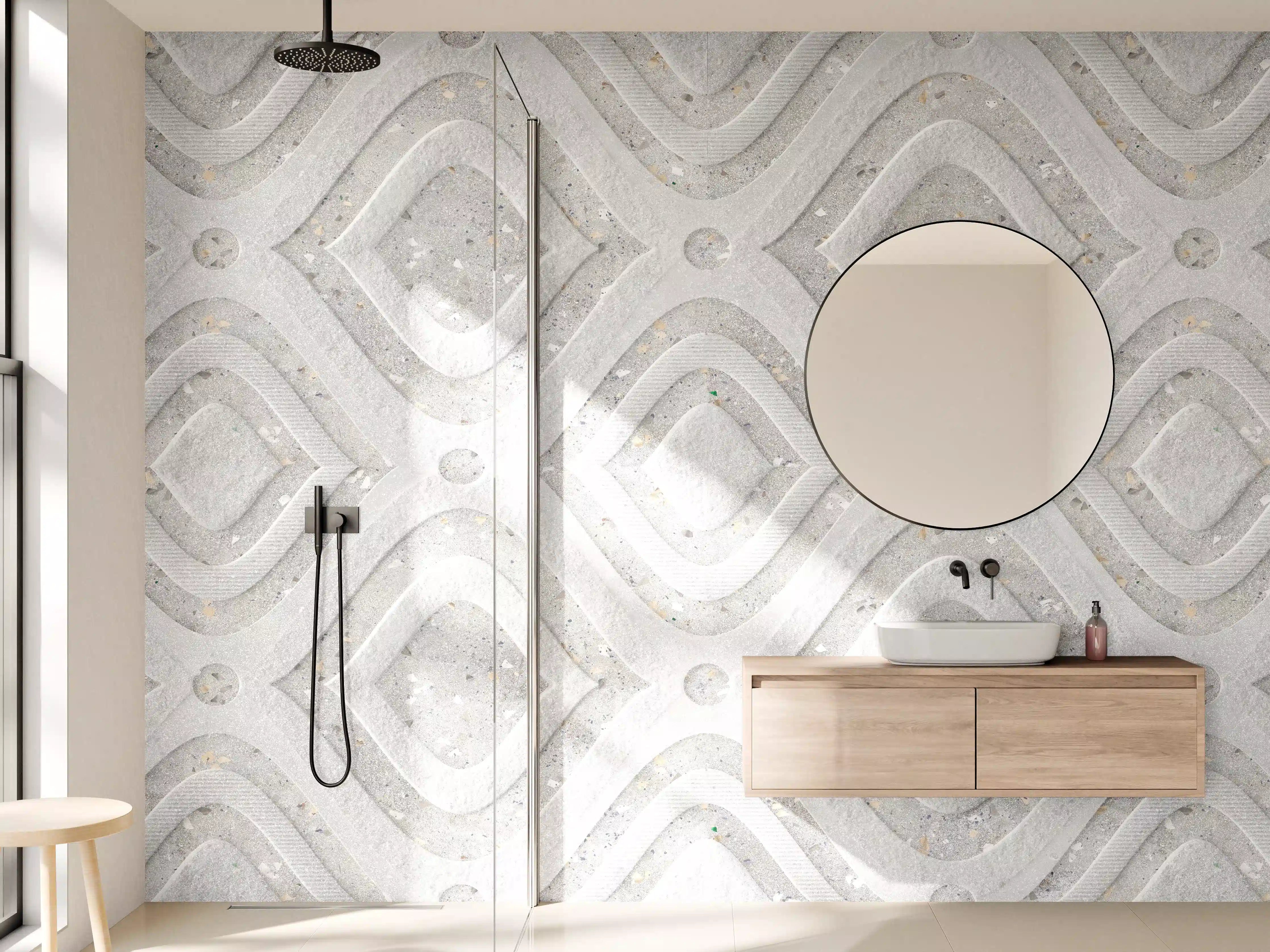 Wandverkleidung Bad - Textur im Wellenmuster - 3D Illustration