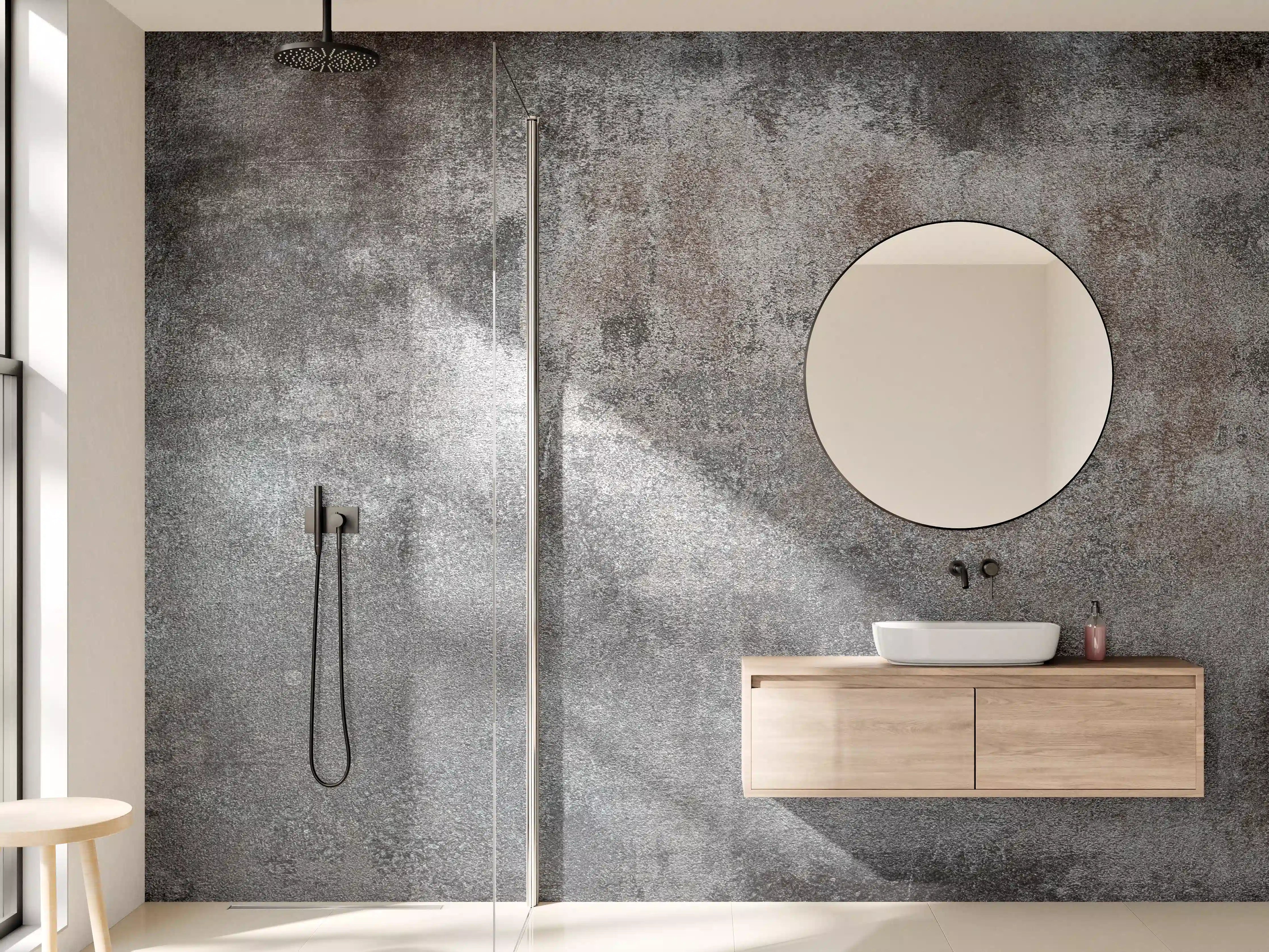 Wandverkleidung Bad - Texturiertes Grau-Metall-Finish