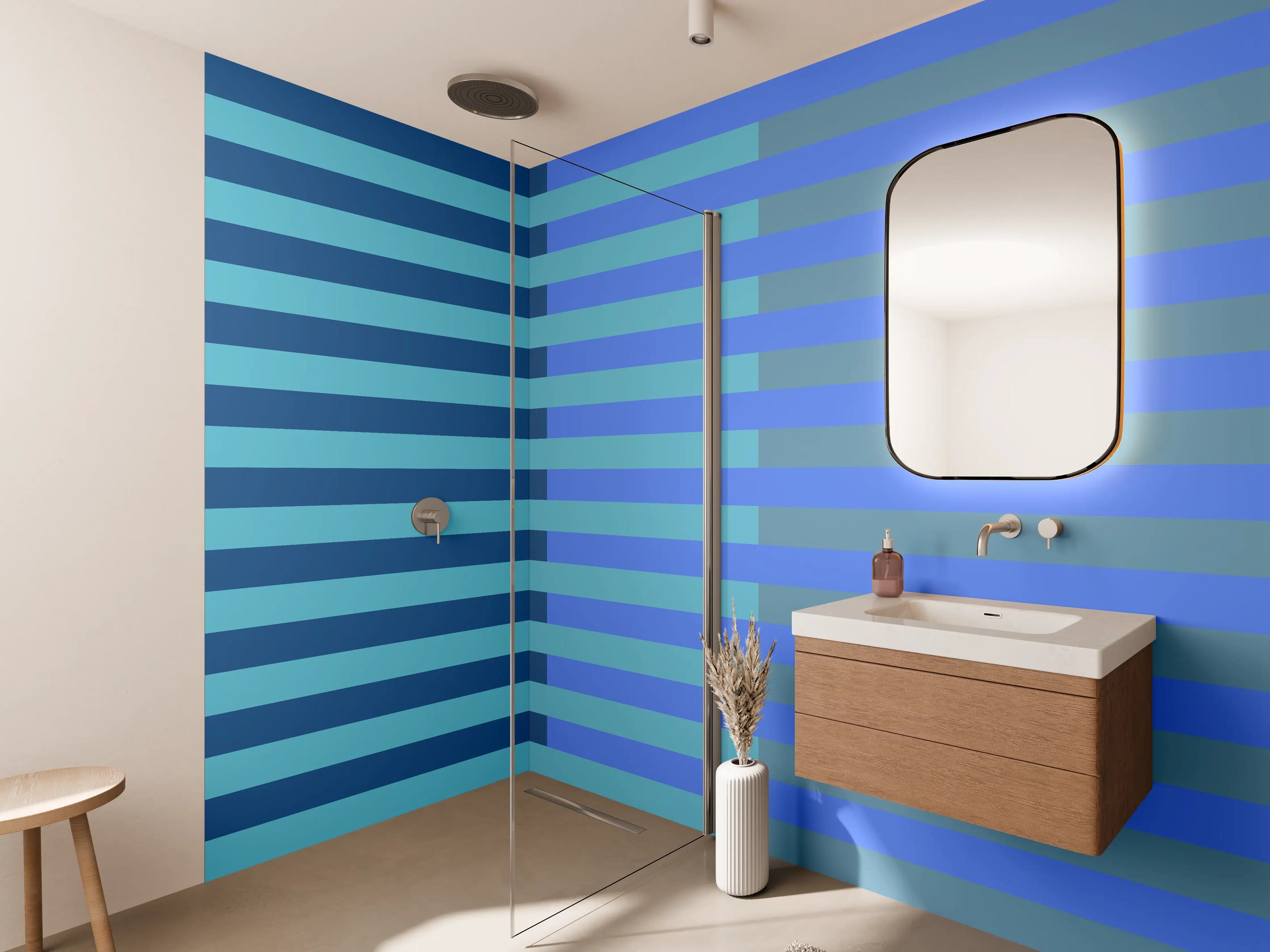 Wandverkleidung Bad - The Blues - Multy Stripes - Cornflower
