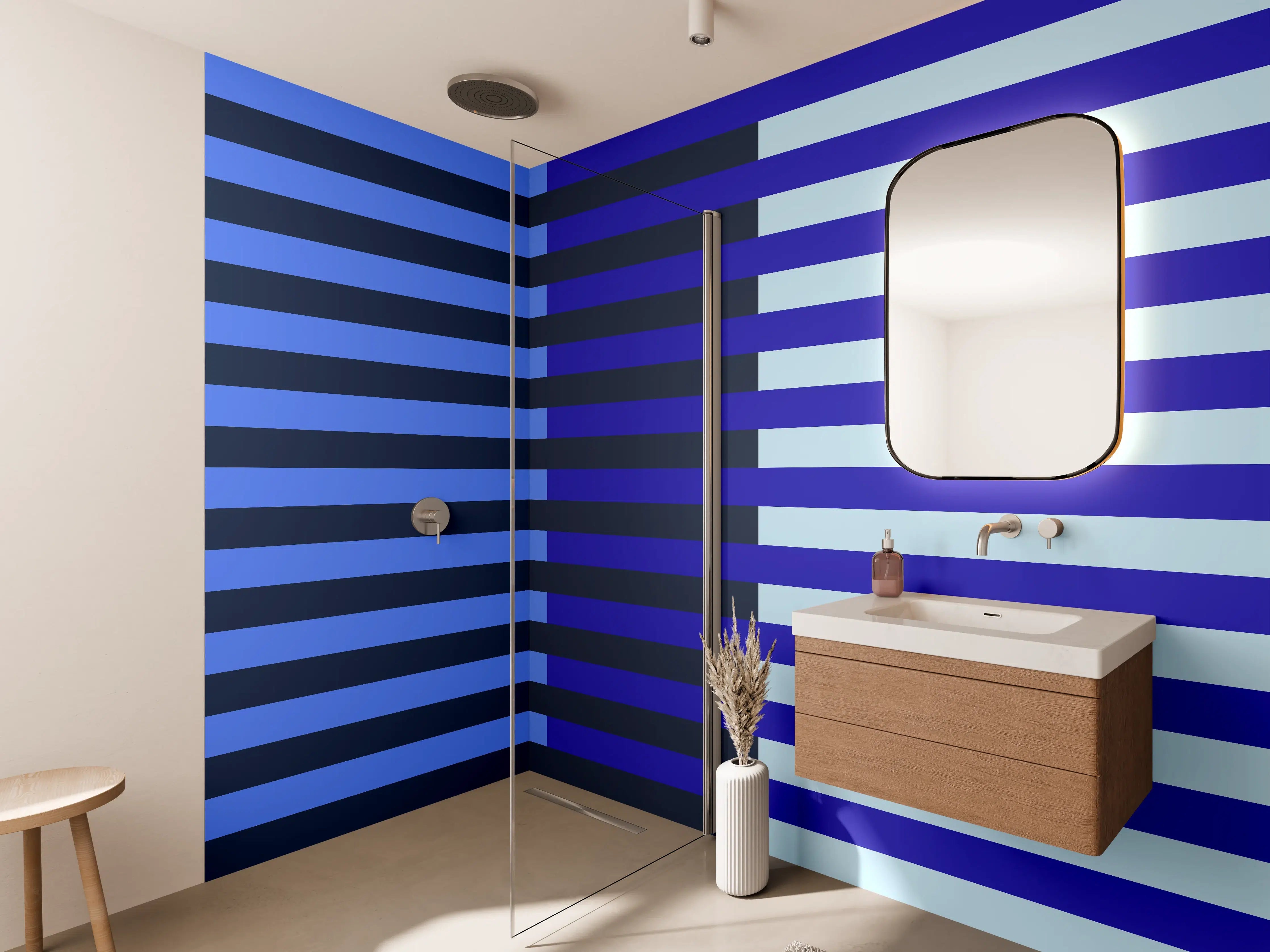 Wandverkleidung Bad - The Blues - Multy Stripes - Waterfall