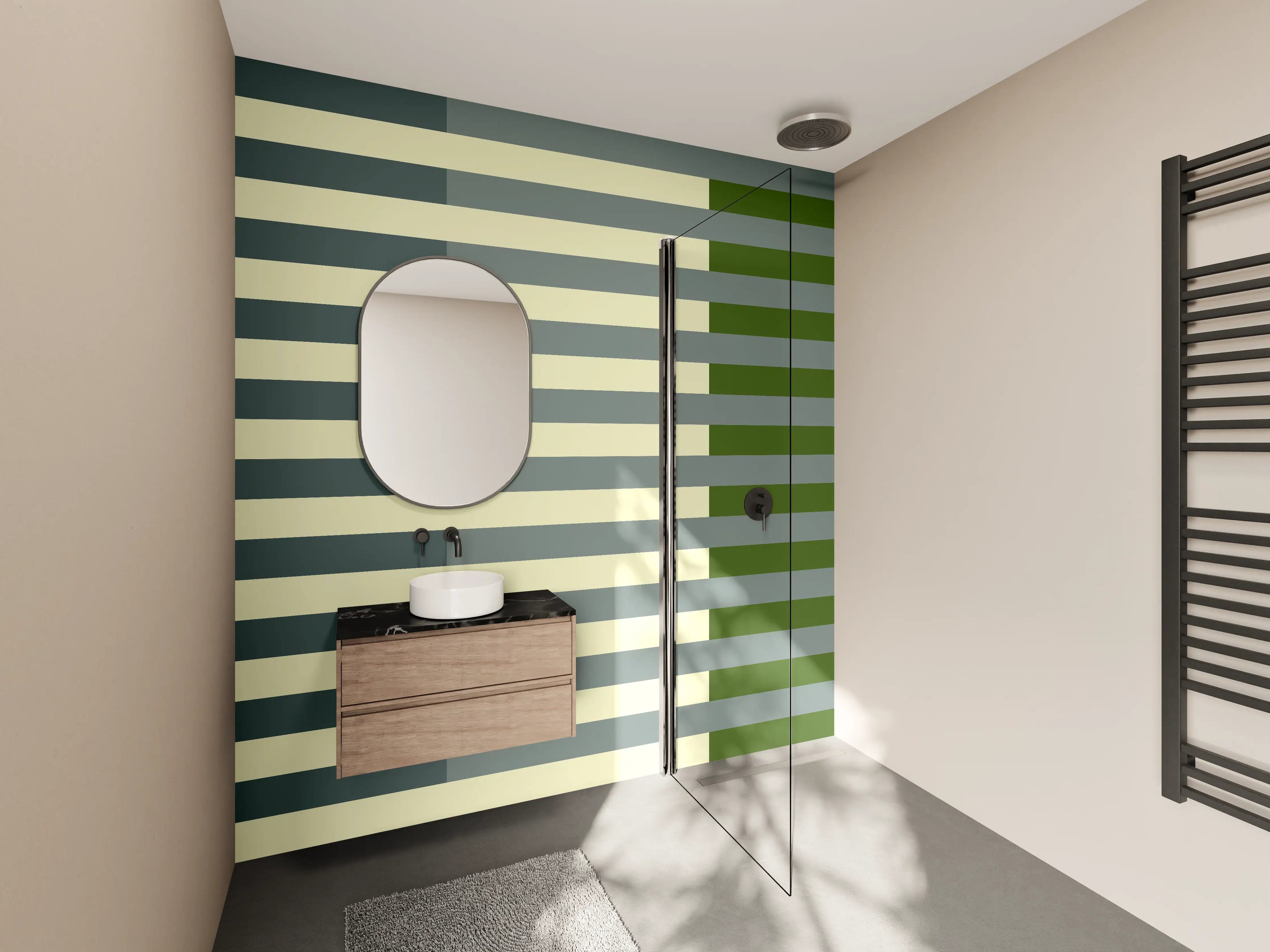 Wandverkleidung Bad - The Greens - Multy Stripes - Avocado