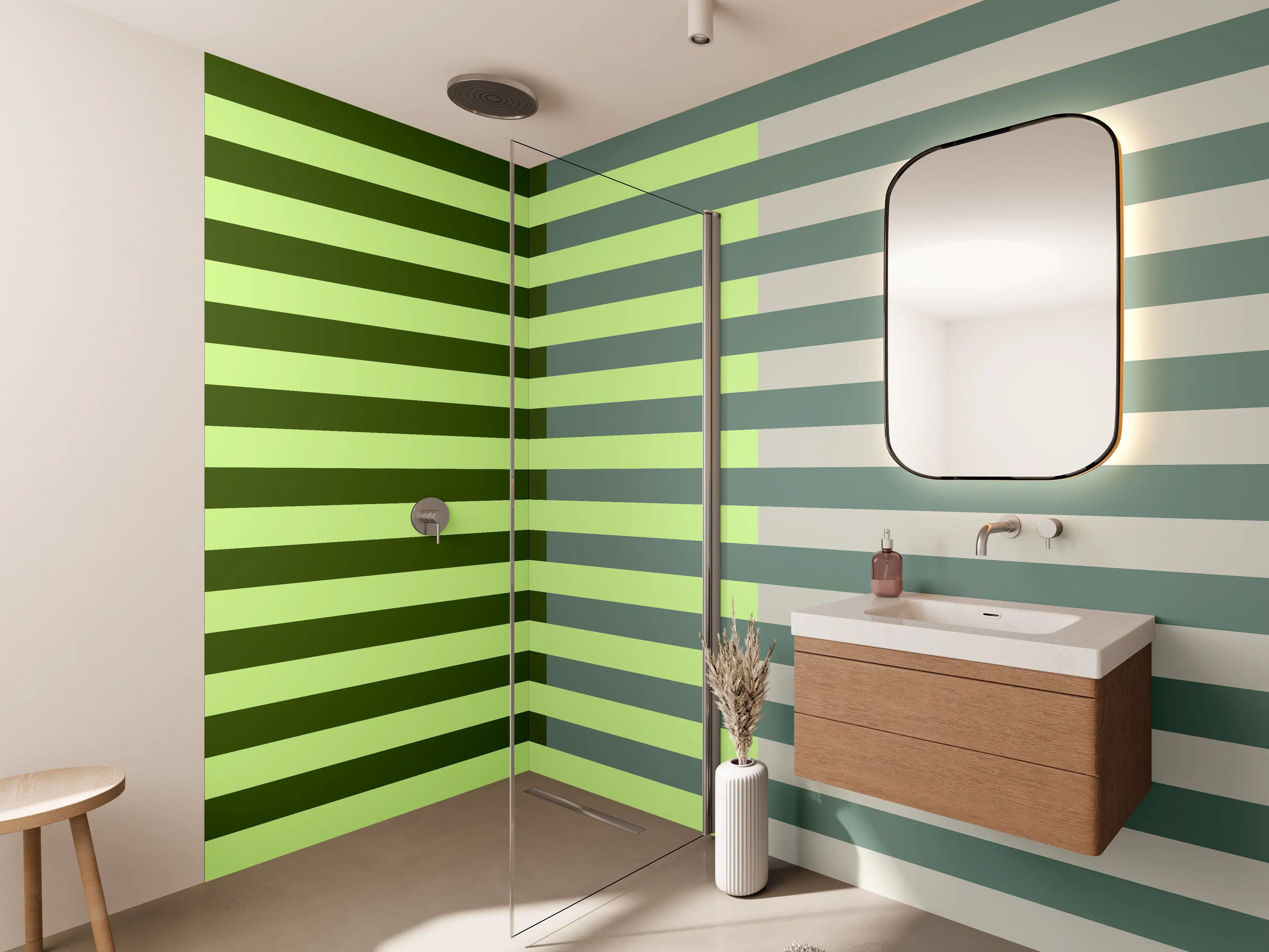 Wandverkleidung Bad - The Greens - Multy Stripes - Granny Smith
