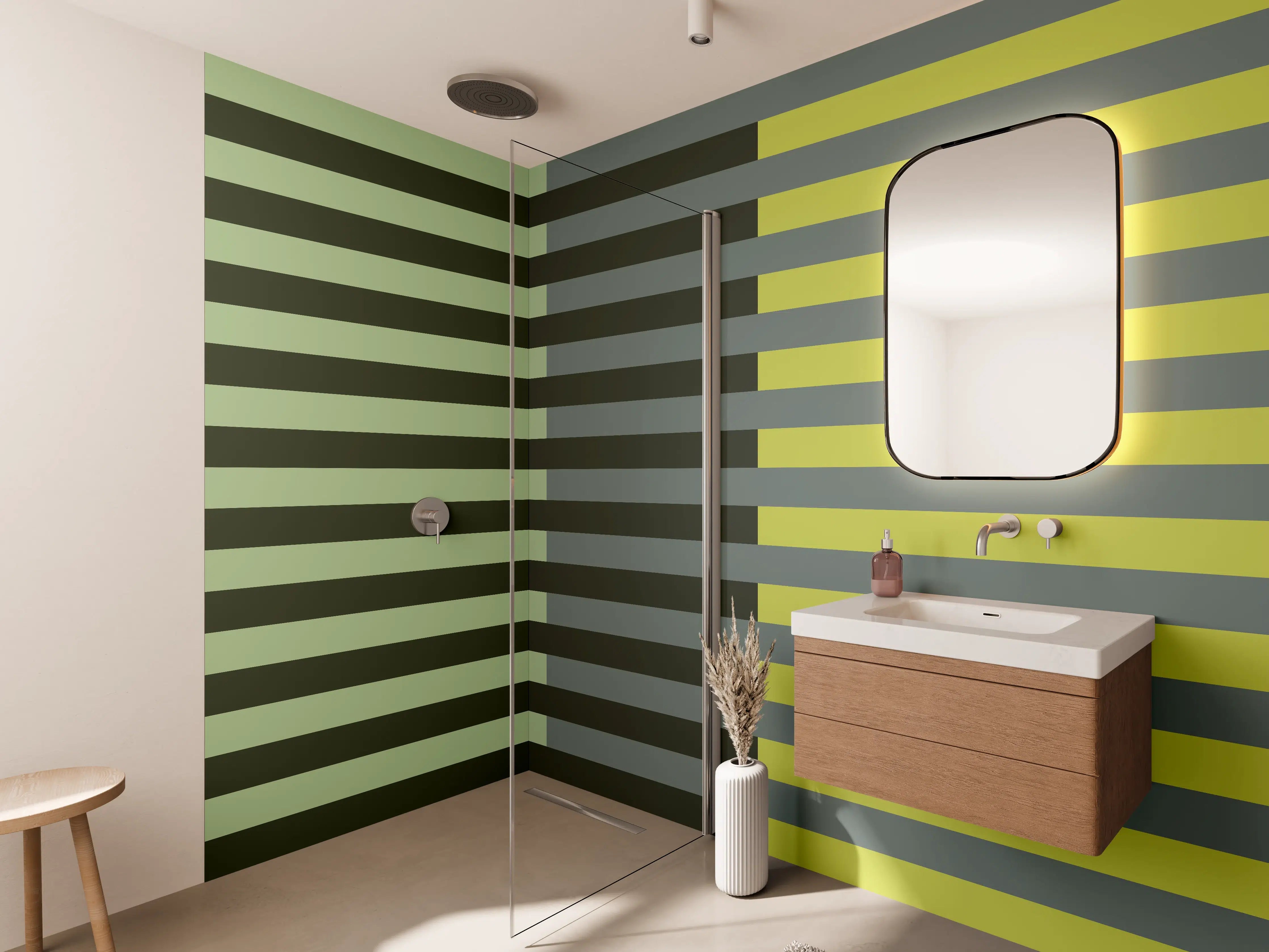 Wandverkleidung Bad - The Greens - Multy Stripes - Matcha
