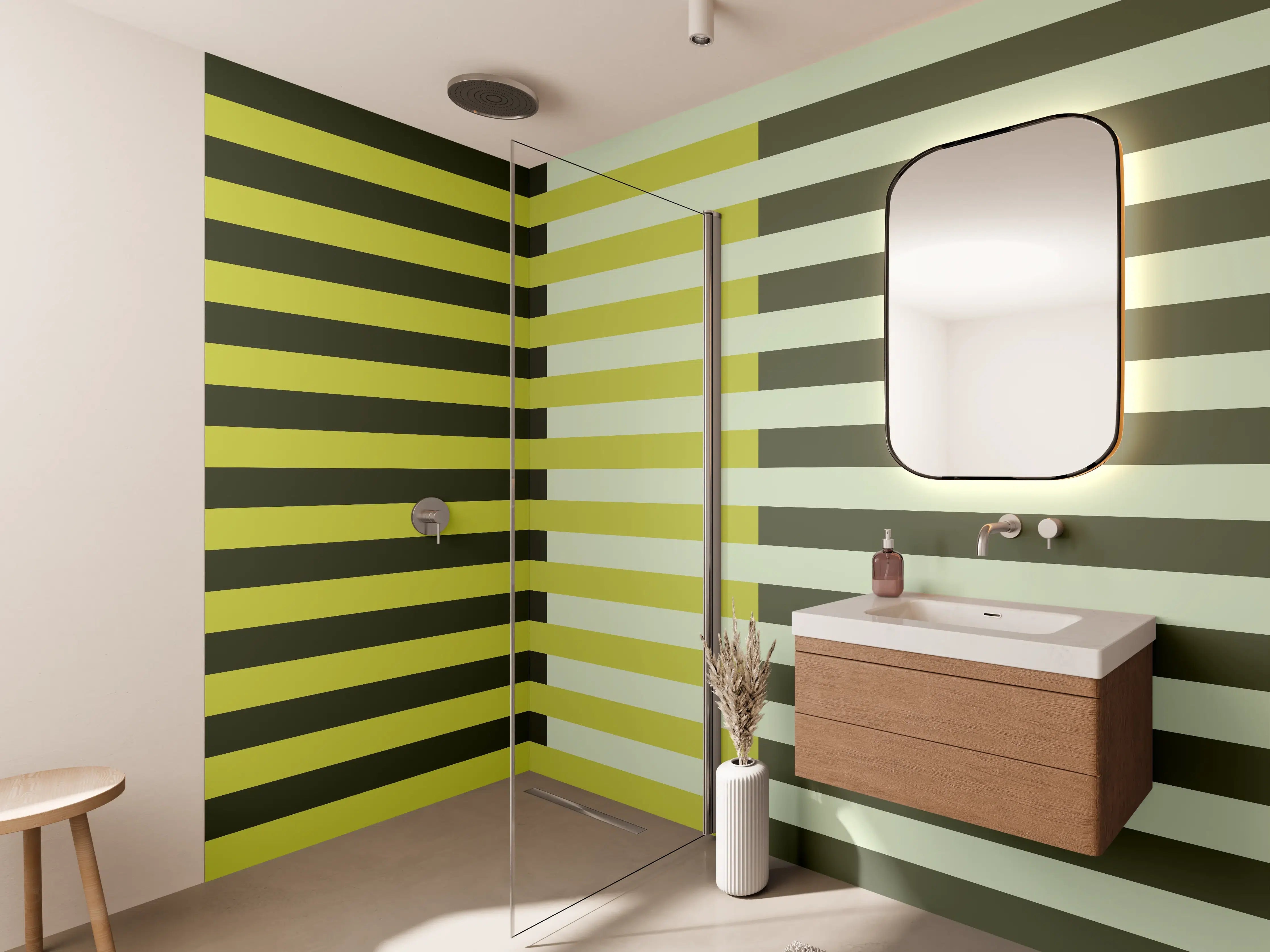 Wandverkleidung Bad - The Greens - Multy Stripes - Olive