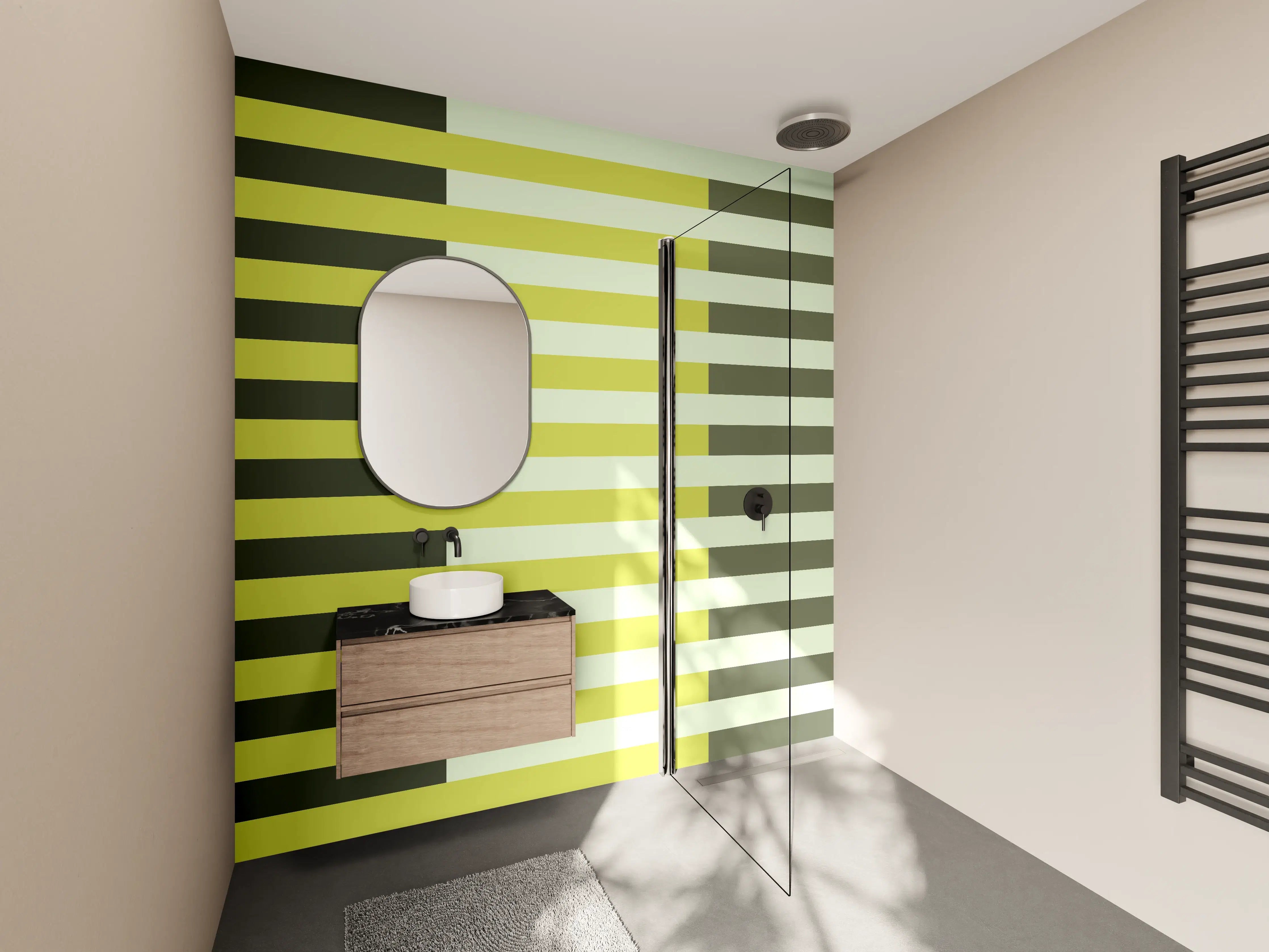Wandverkleidung Bad - The Greens - Multy Stripes - Olive