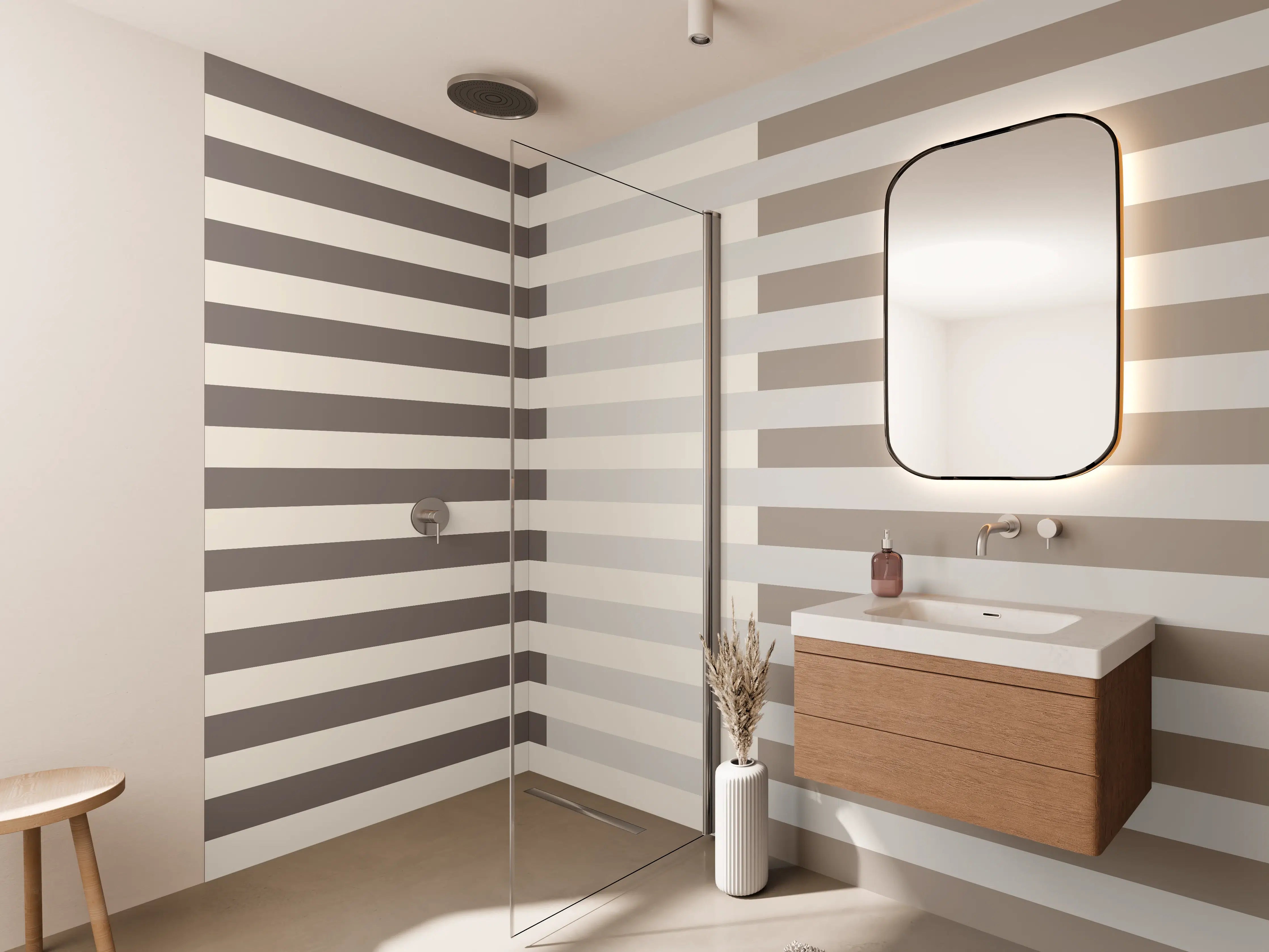 Wandverkleidung Bad - The Nudes - Multy Stripes - Fog