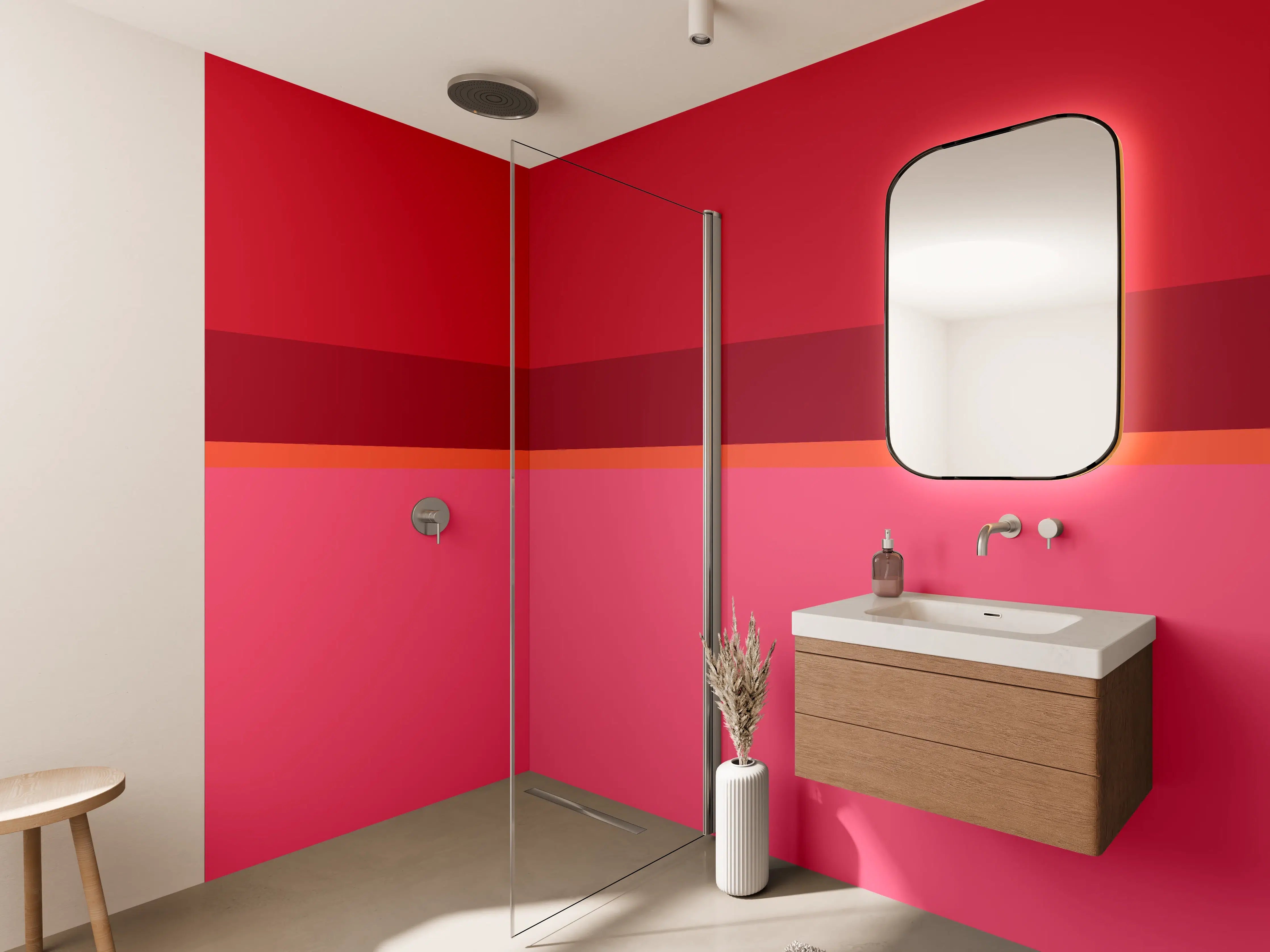 Wandverkleidung Bad - The Reds - Horizontal - Pommagranate