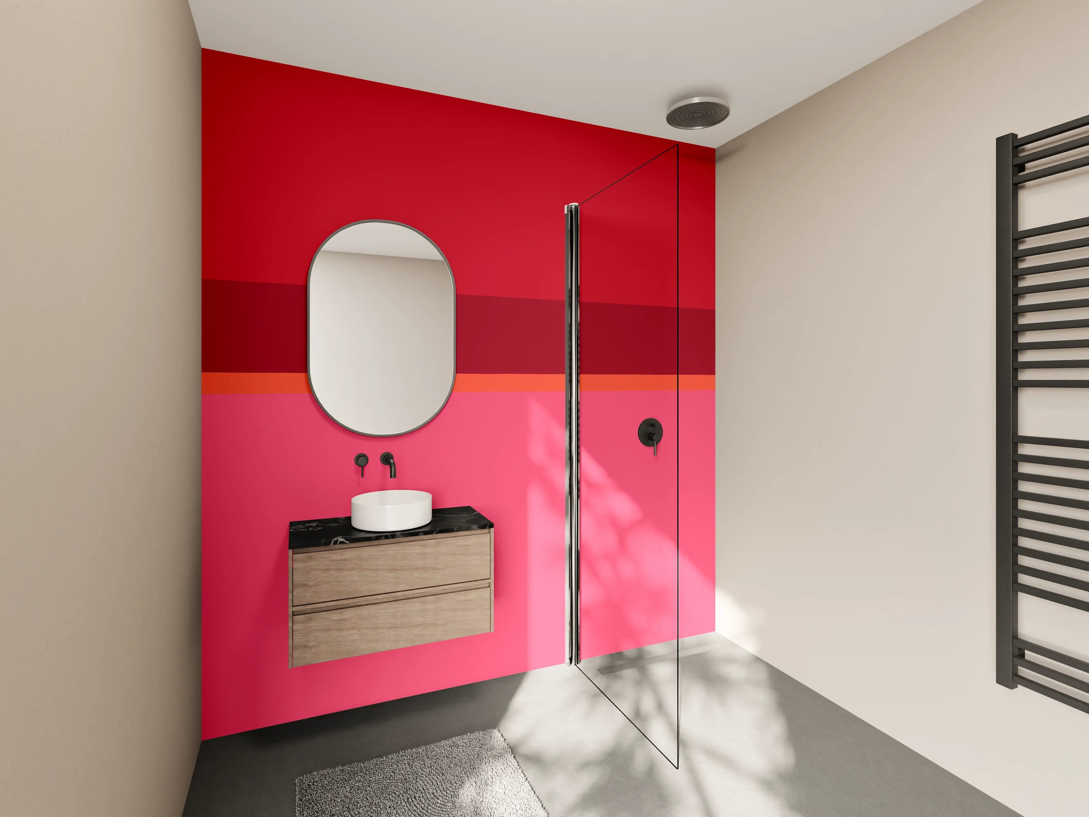 Wandverkleidung Bad - The Reds - Horizontal - Pommagranate