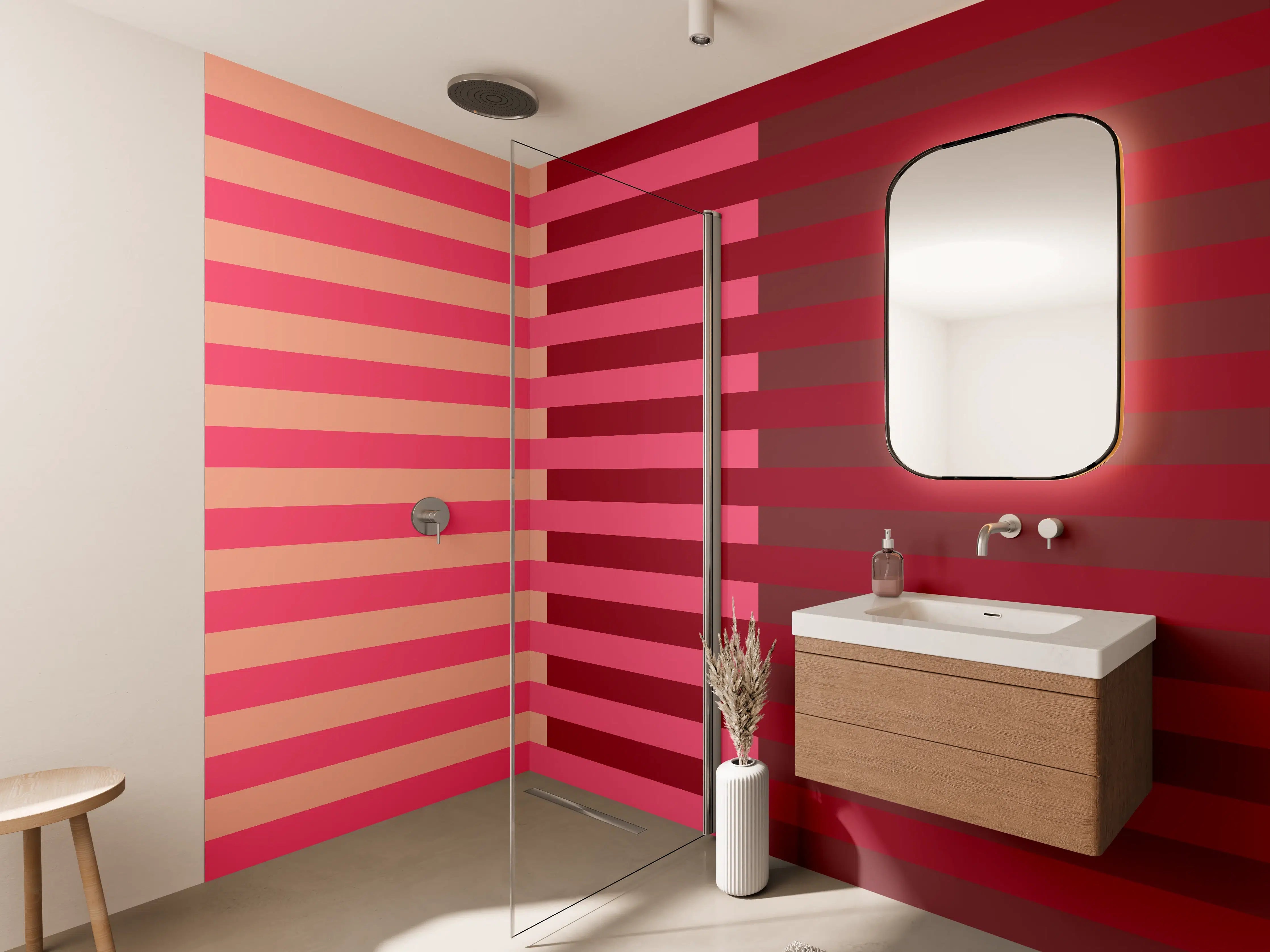 Wandverkleidung Bad - The Reds - Multy Stripes - Cherry