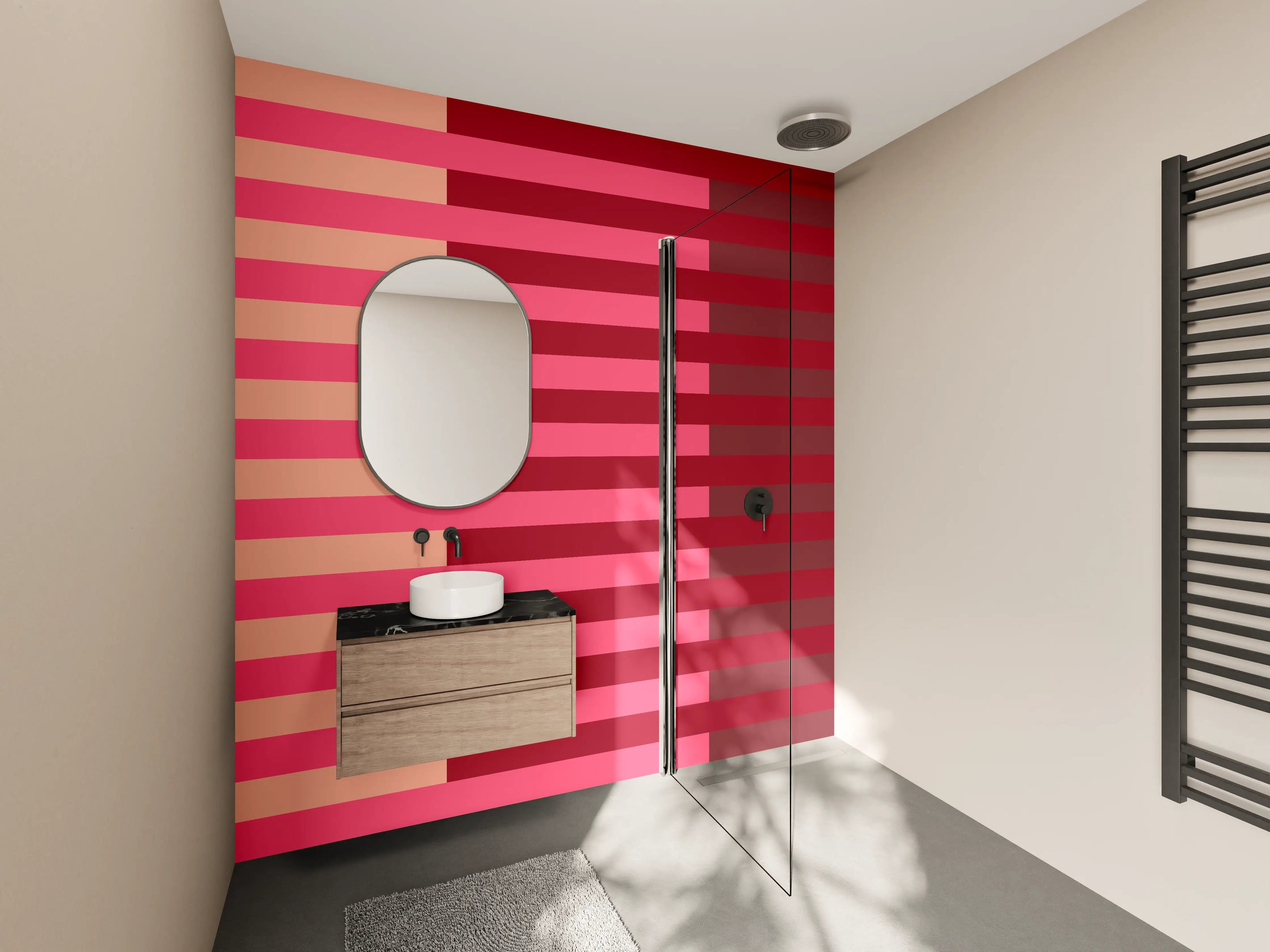 Wandverkleidung Bad - The Reds - Multy Stripes - Cherry