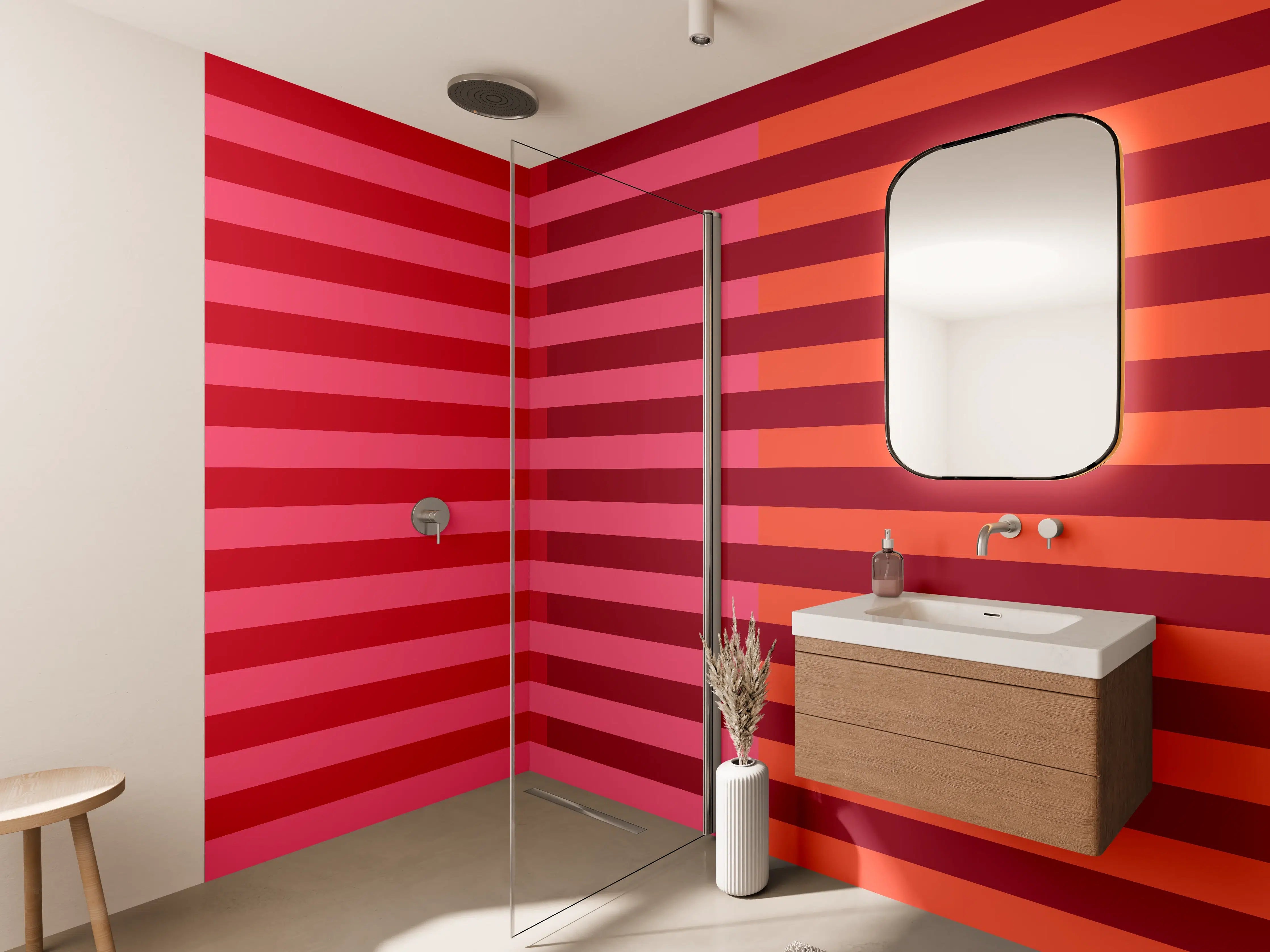 Wandverkleidung Bad - The Reds - Multy Stripes - Pomegranate