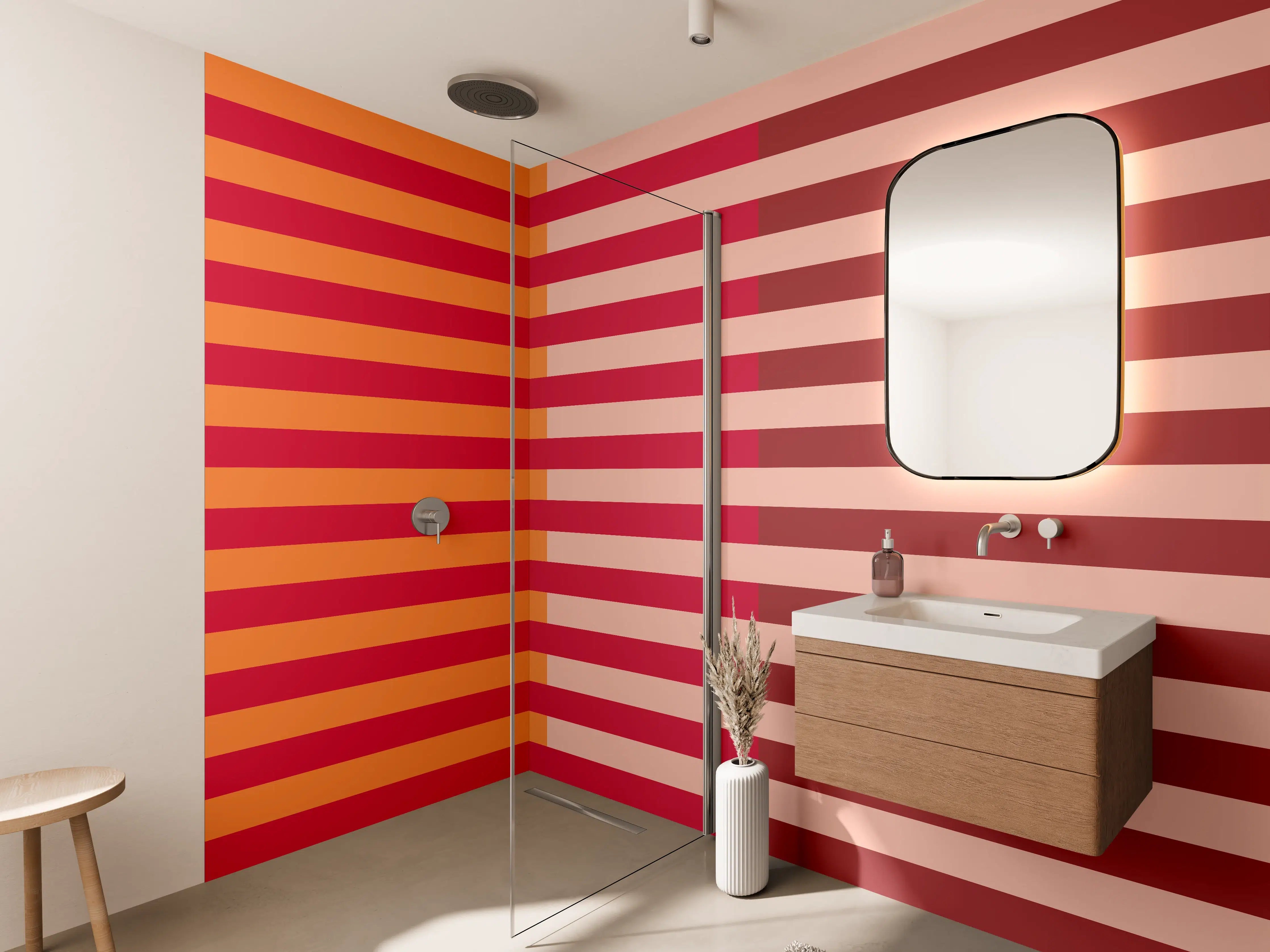 Wandverkleidung Bad - The Reds - Multy Stripes - Sangria