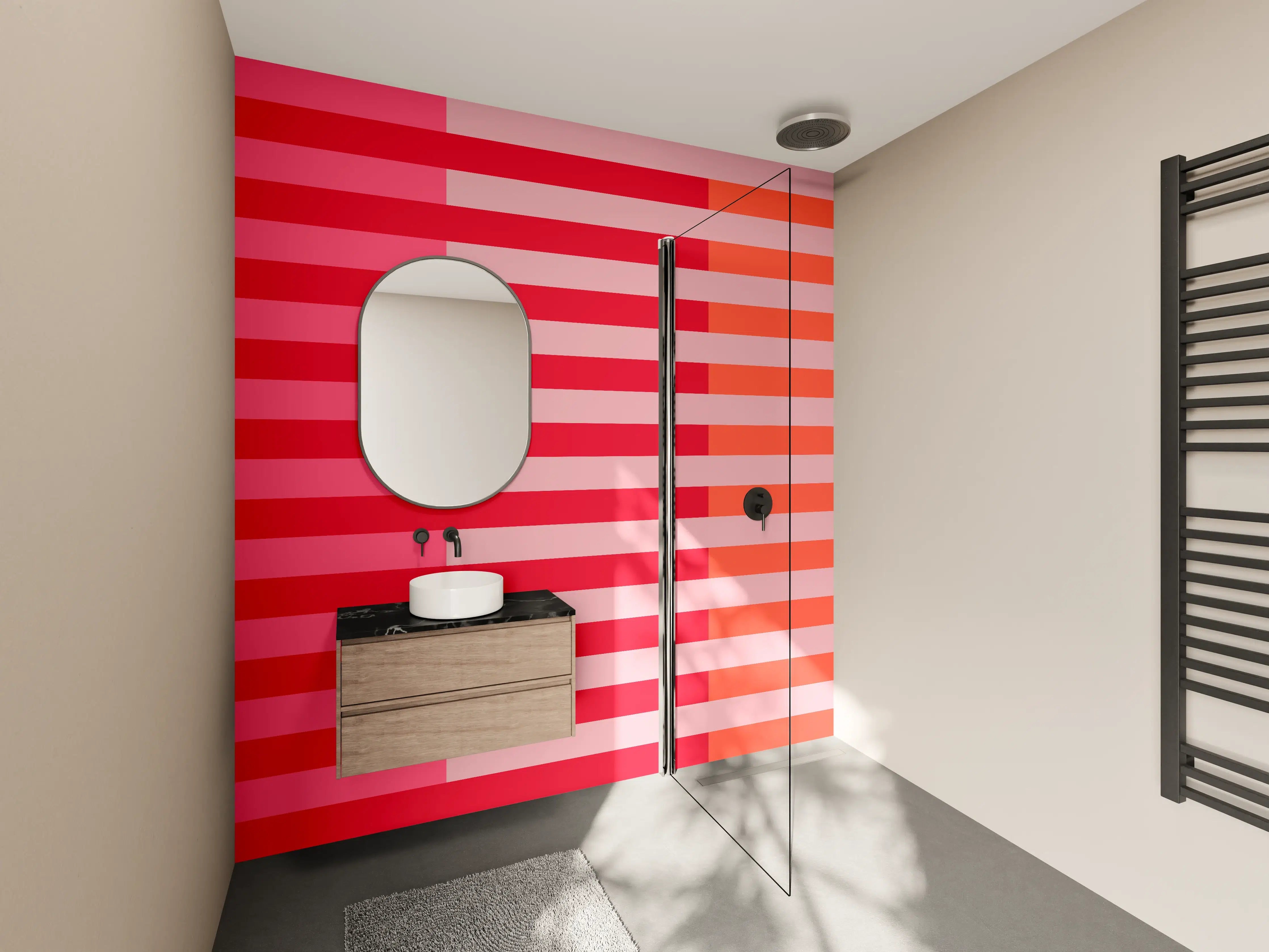 Wandverkleidung Bad - The Reds - Multy Stripes - Strawberry