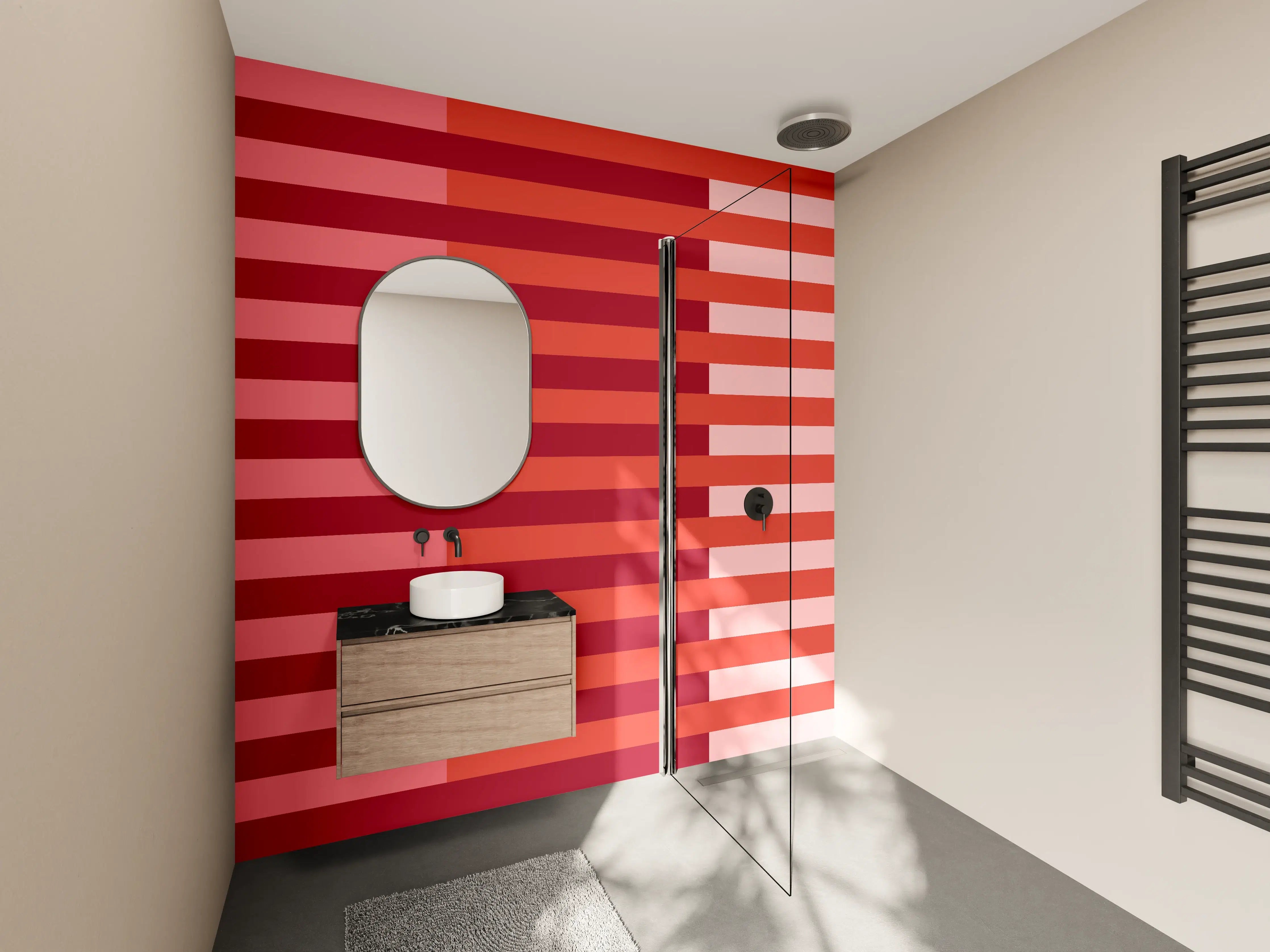Wandverkleidung Bad - The Reds - Multy Stripes - Tomato