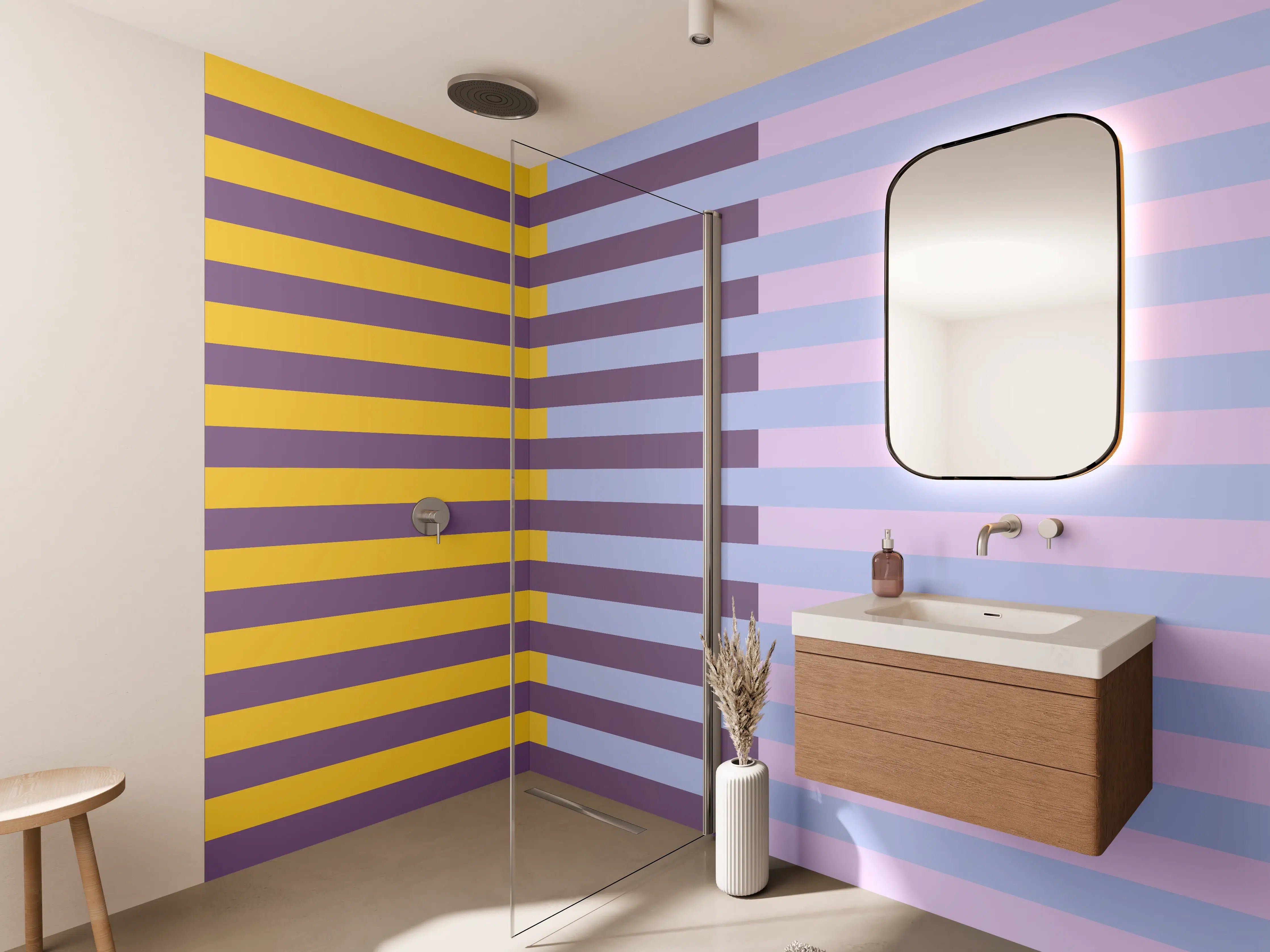 Wandverkleidung Bad - The Springs - Multy Stripes - Lilac
