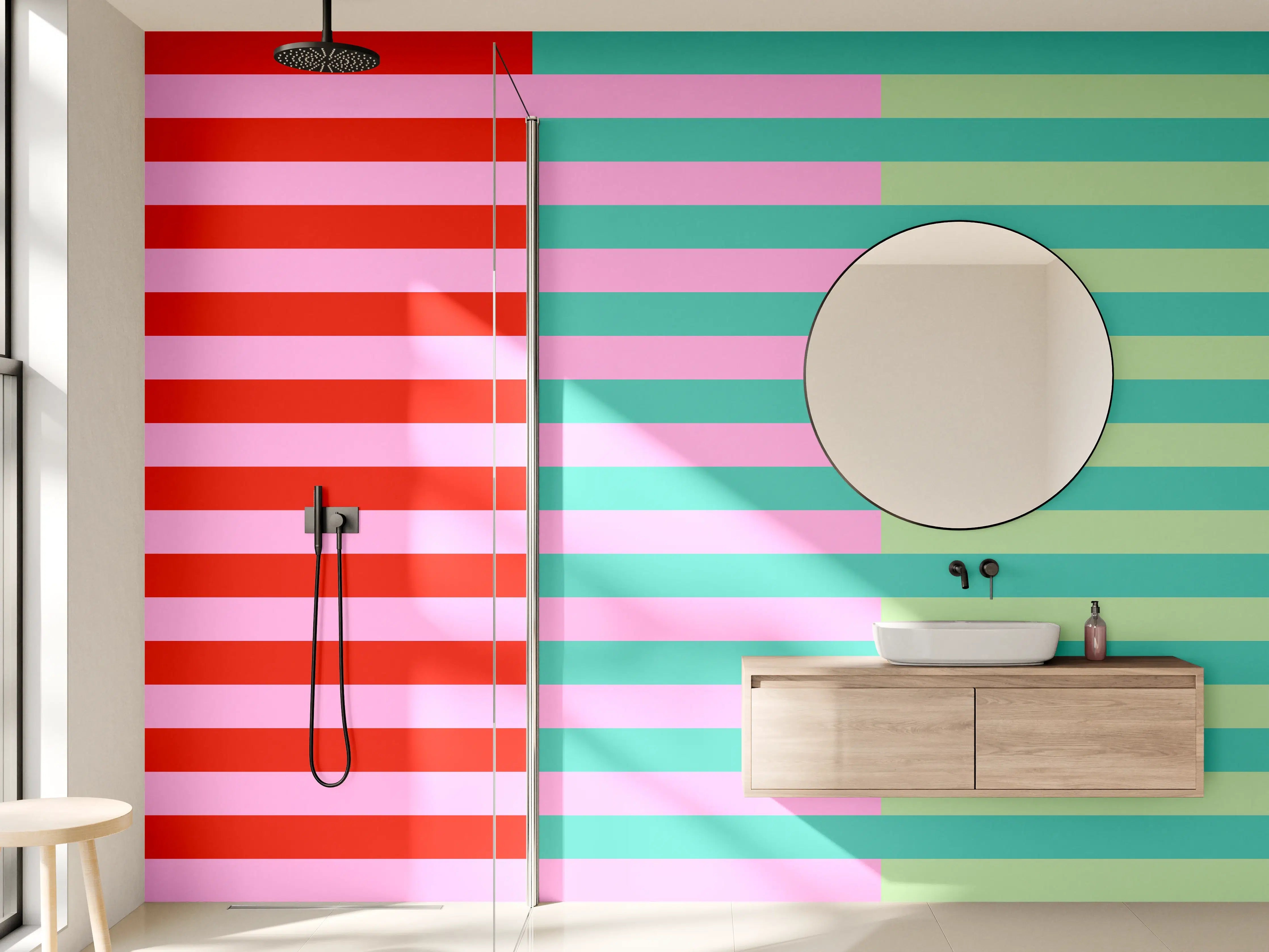 Wandverkleidung Bad - The Springs - Multy Stripes - Peony