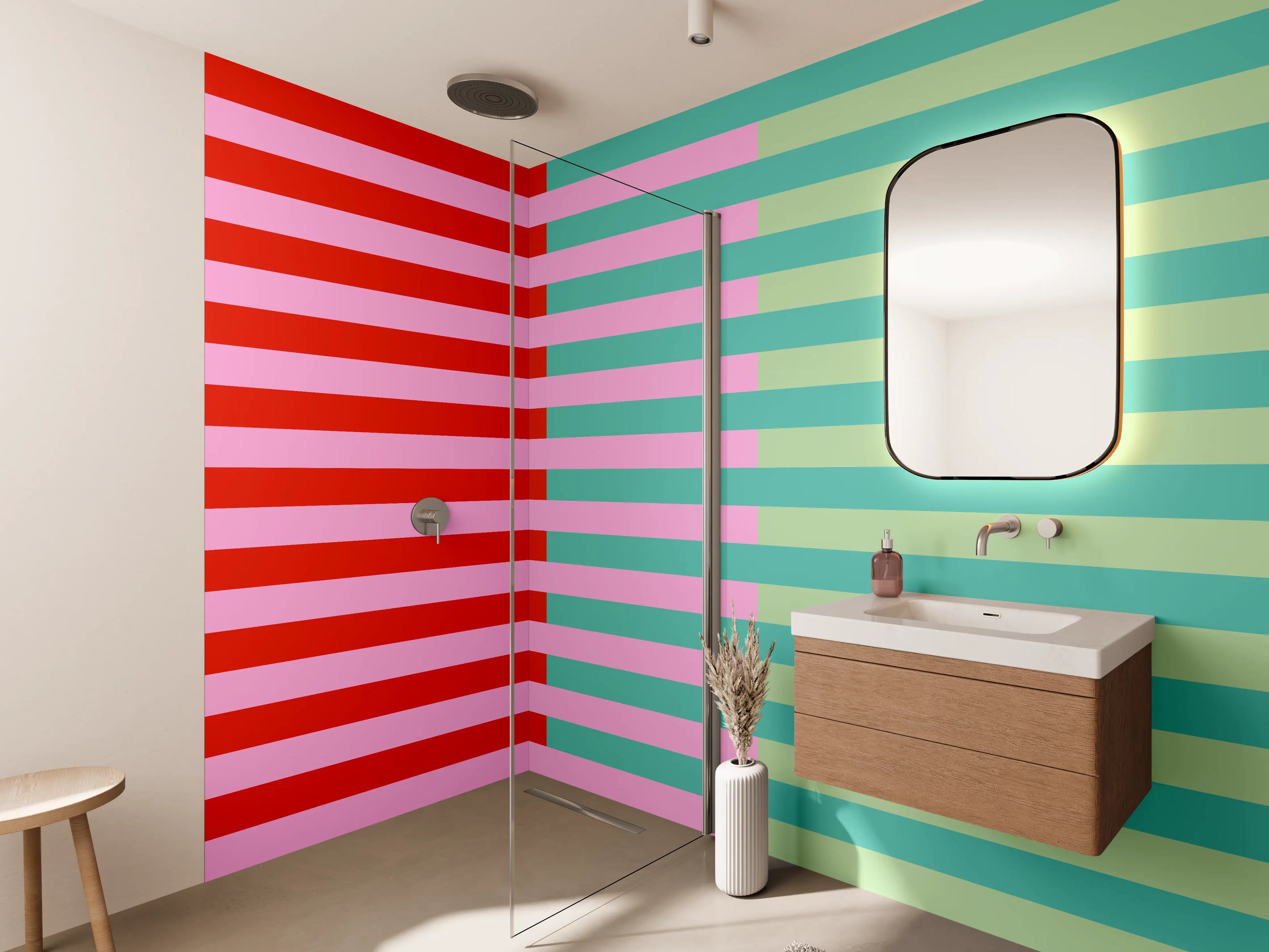 Wandverkleidung Bad - The Springs - Multy Stripes - Peony